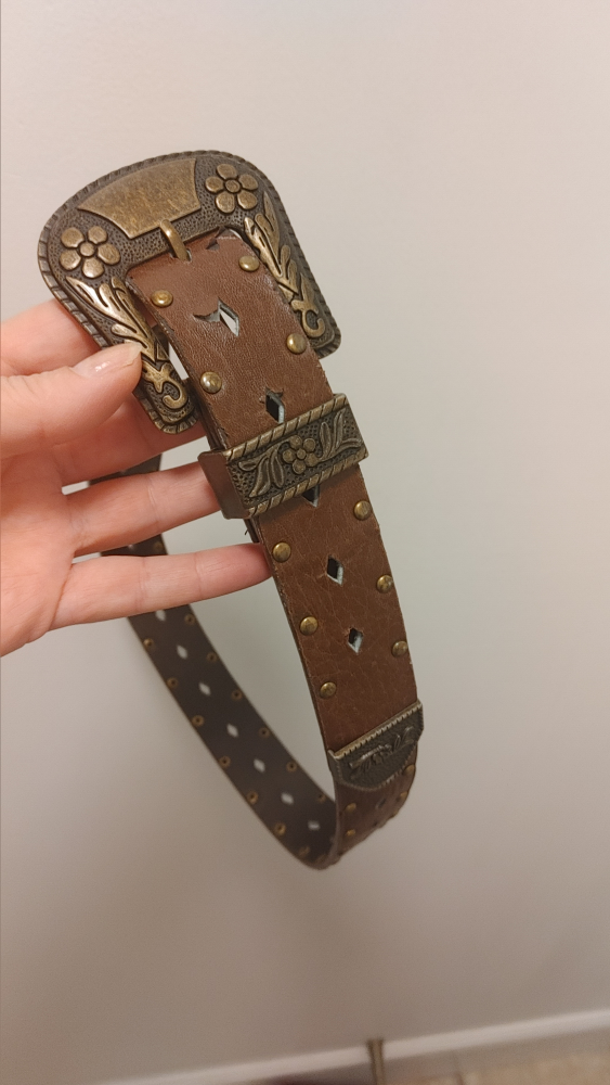Brown Western Style Belt with Ornate Buckle