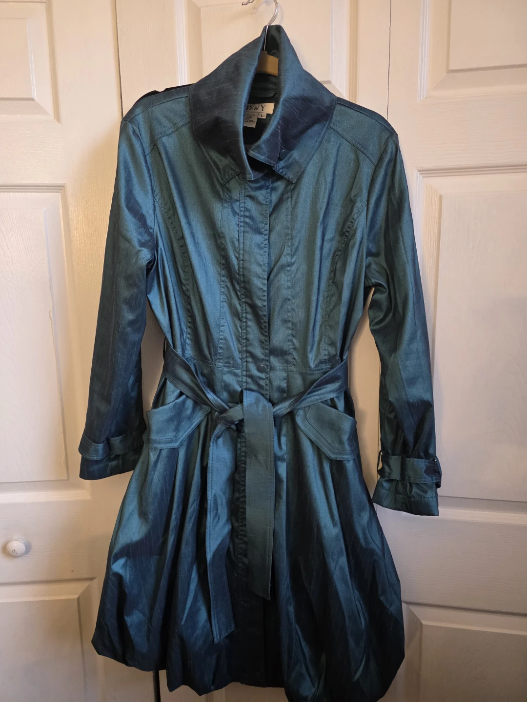 Teal Bubble Hem Trench Coat - photo 2