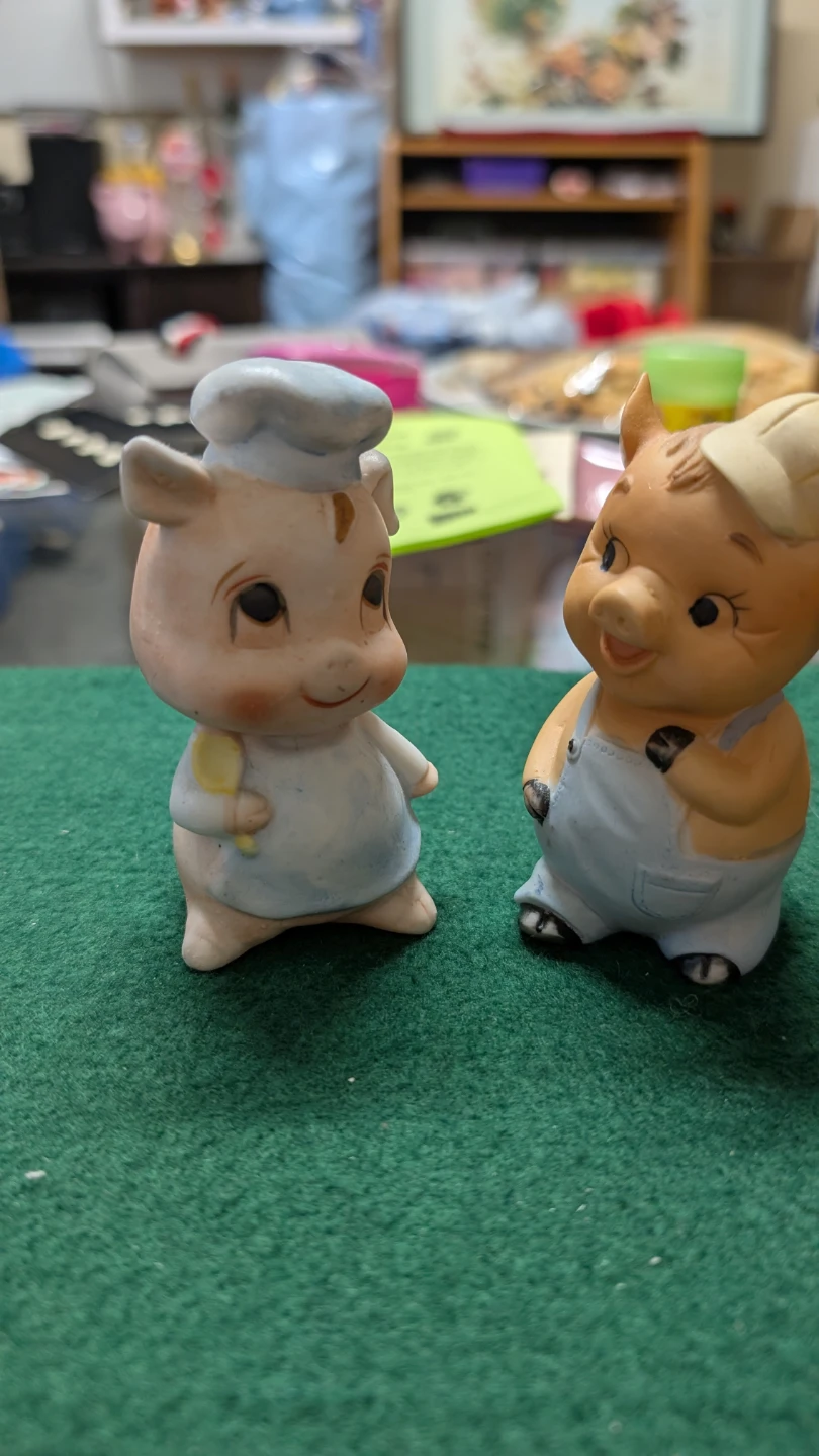 Ceramic Pig Figurines - Chef and Farmer