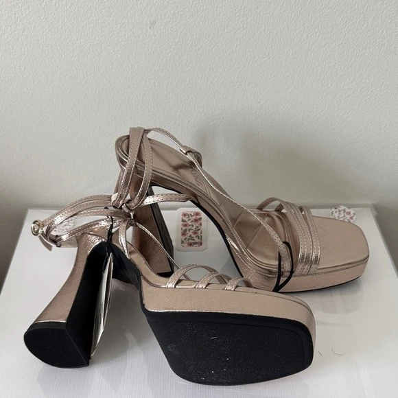 ZARA Rose Gold Platform High Heel Sandals Size 36 - photo 4