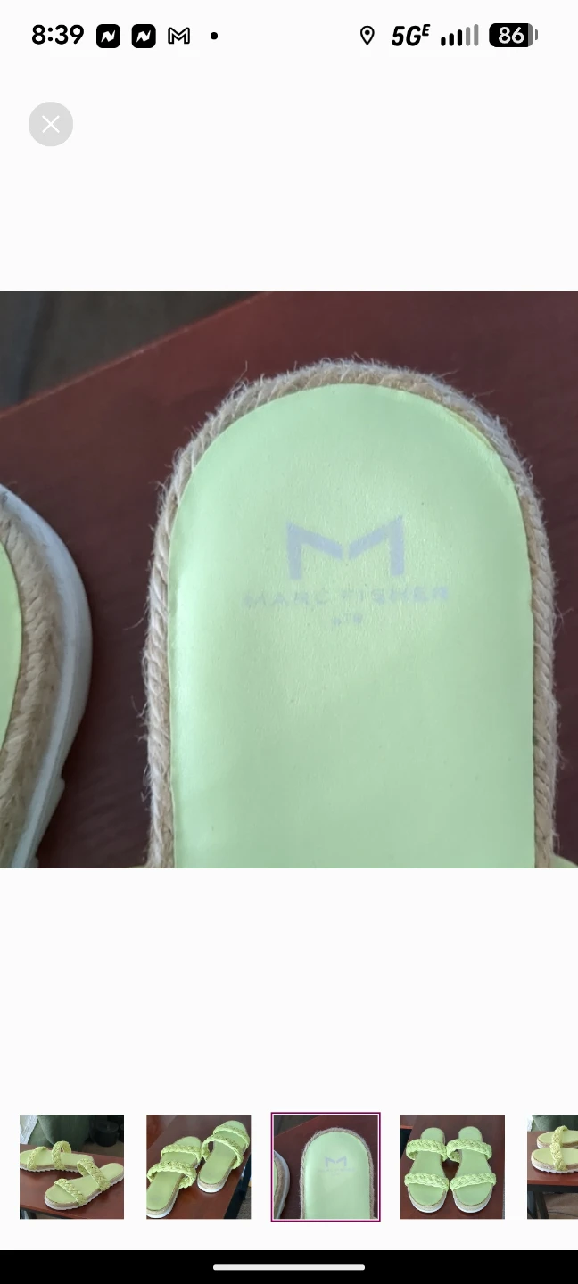 Marc Fisher Mint Green Braided Sandals Slip-On Comfort - photo 3