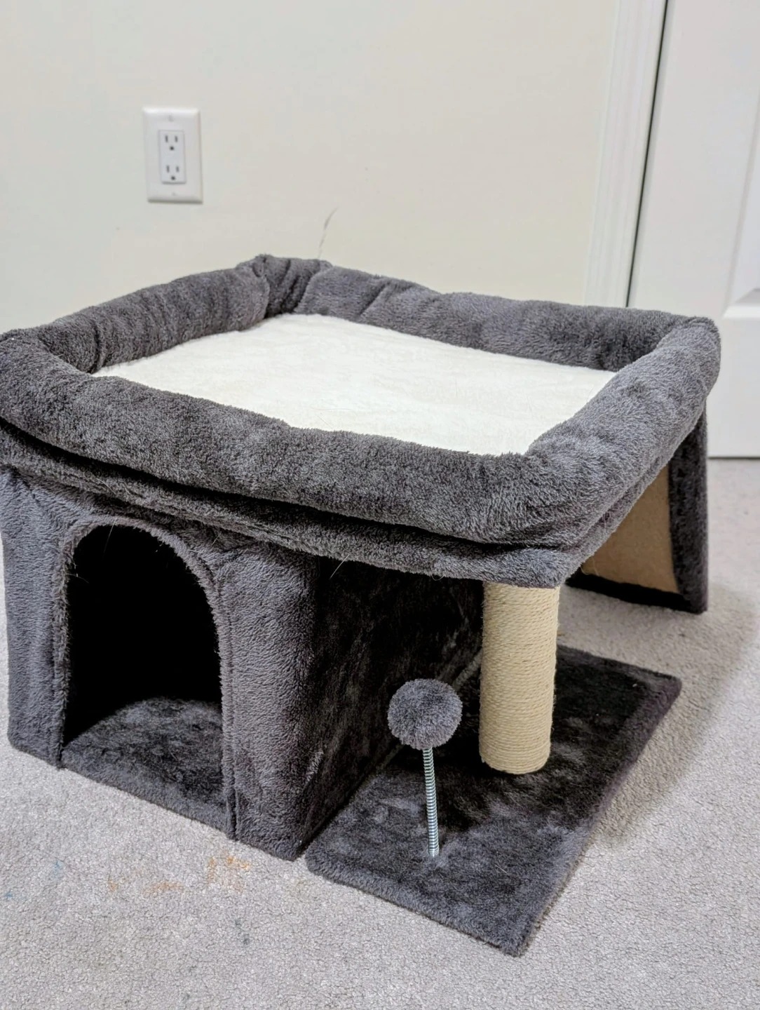 Grey Cat Condo with Scratching Post - photo 2