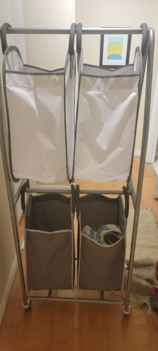 Double Laundry Sorter Hamper with Wheels - photo 3