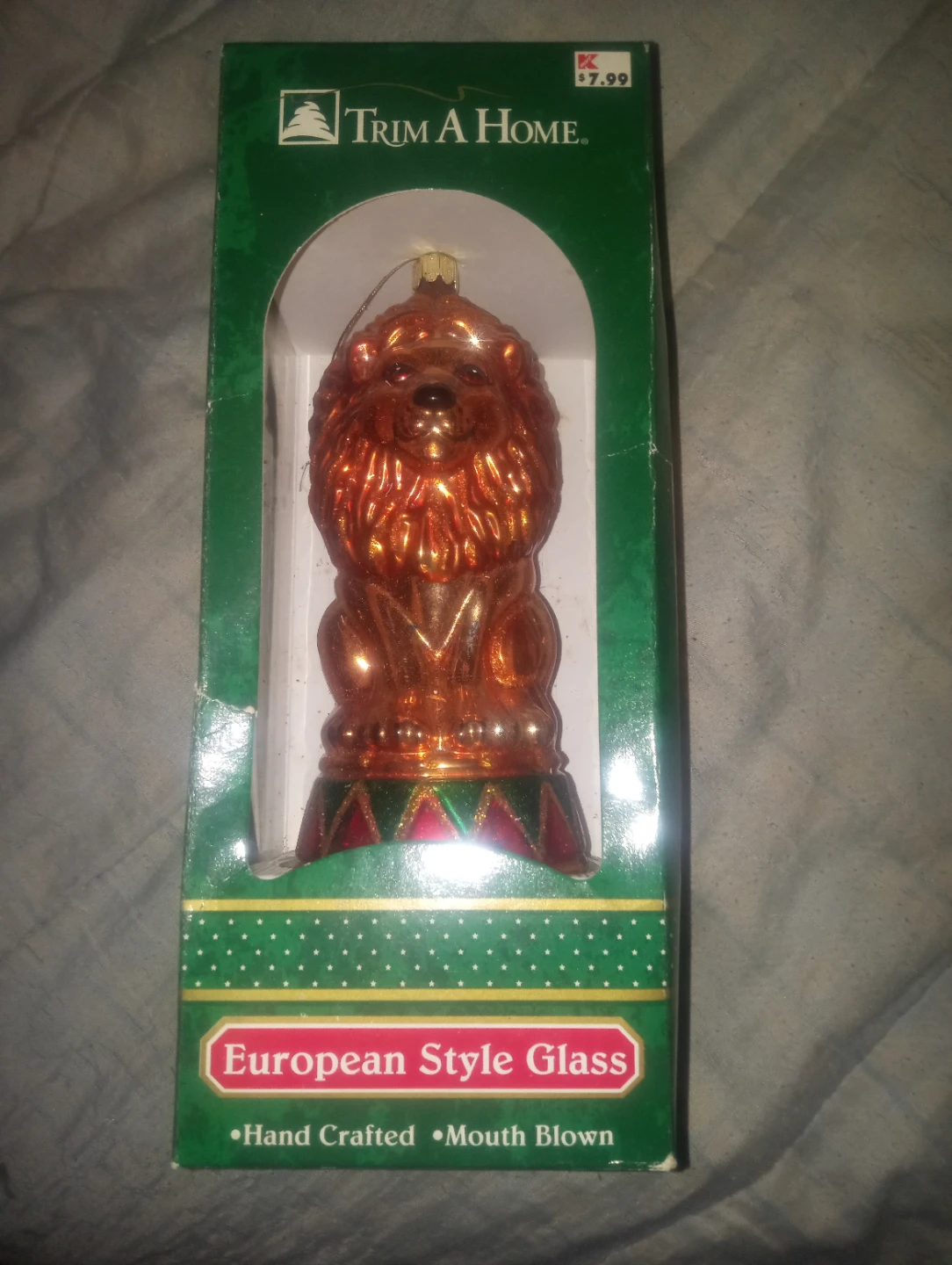 Trim A Home Lion European Style Glass Christmas Ornament