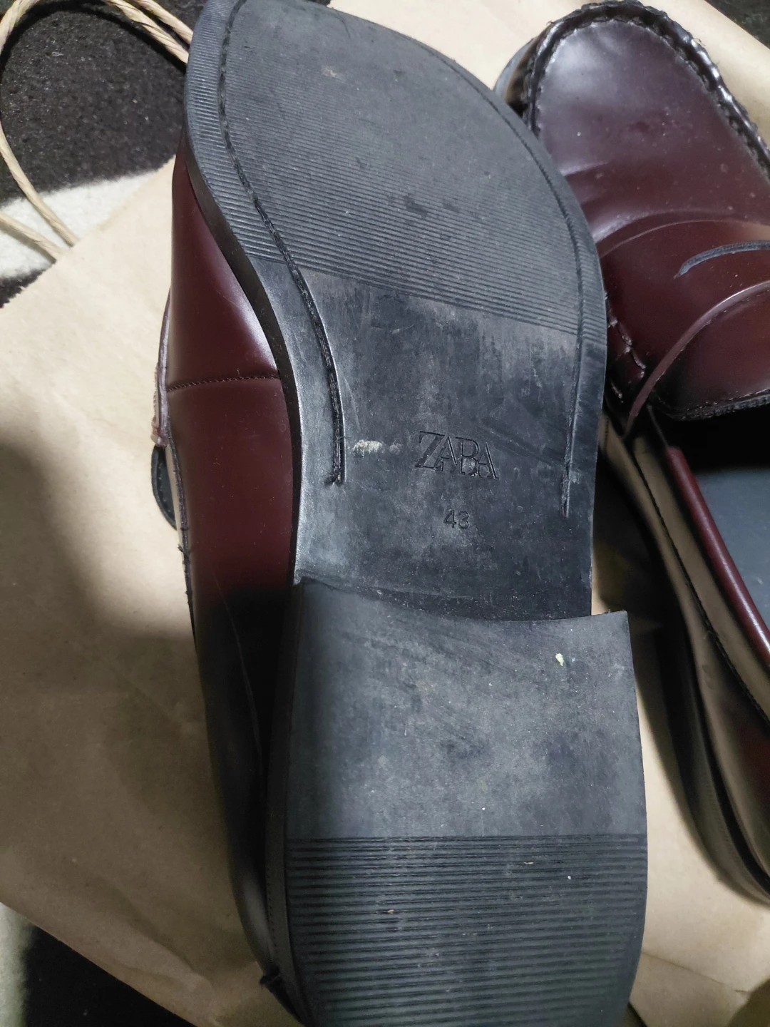 ZARA Burgundy Leather Loafers - EUR 43 - photo 4