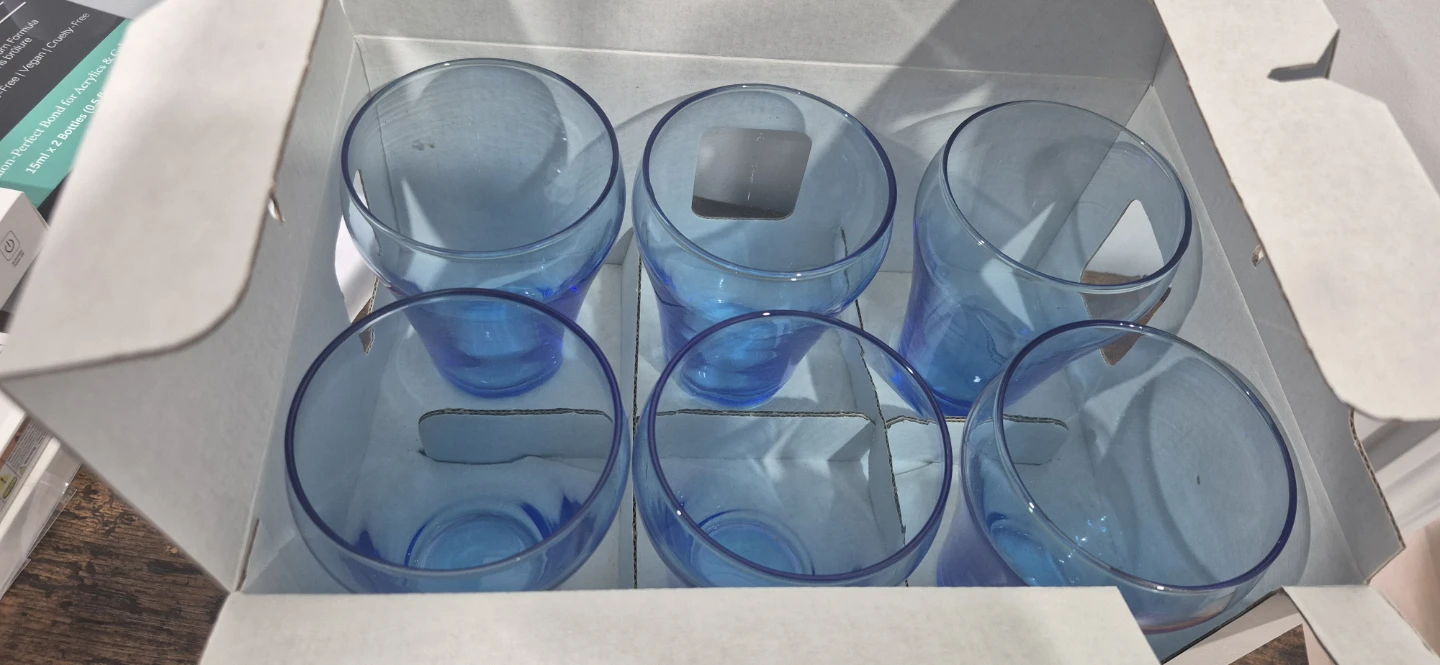 Set of 6 Blue Glass Tumblers