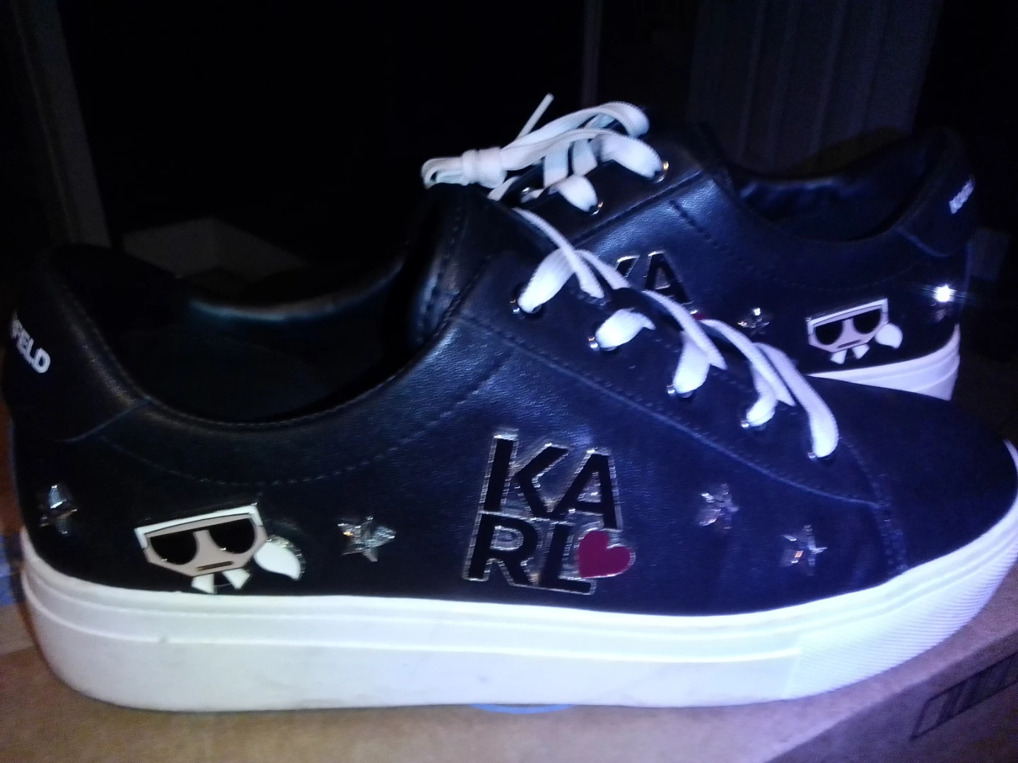 Karl Lagerfeld Paris Black Leather K/Karl Ikonik Sneakers