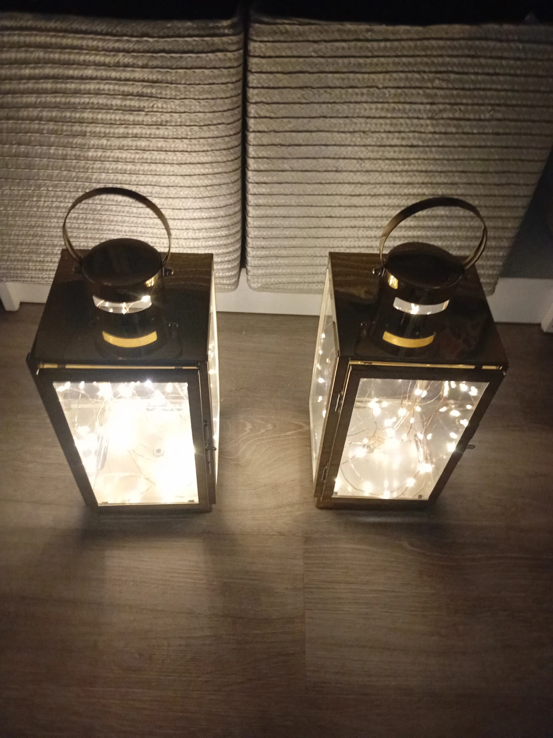Pair of Gold Lanterns with Fairy Lights