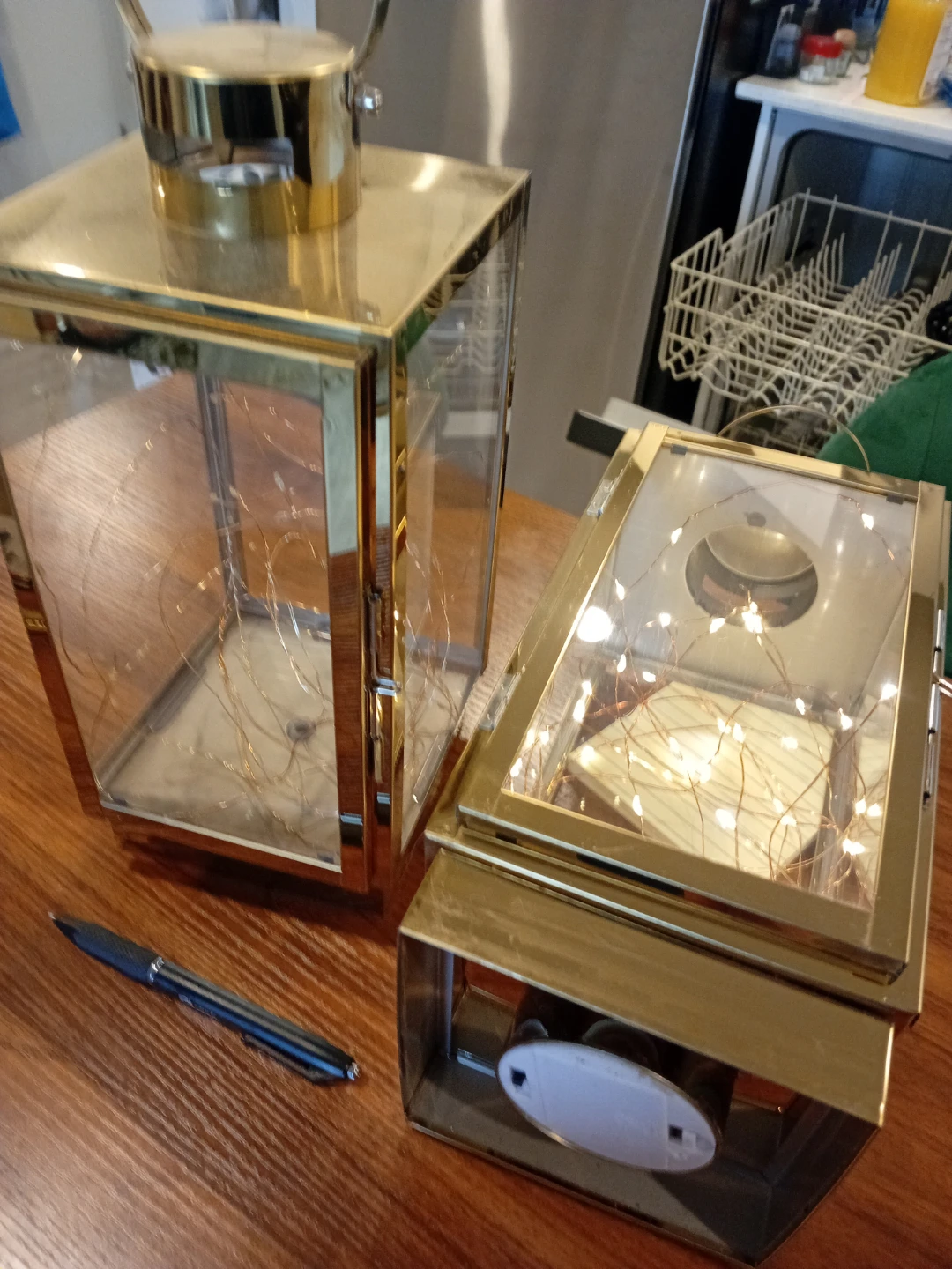 Pair of Gold Lanterns with Fairy Lights - photo 3