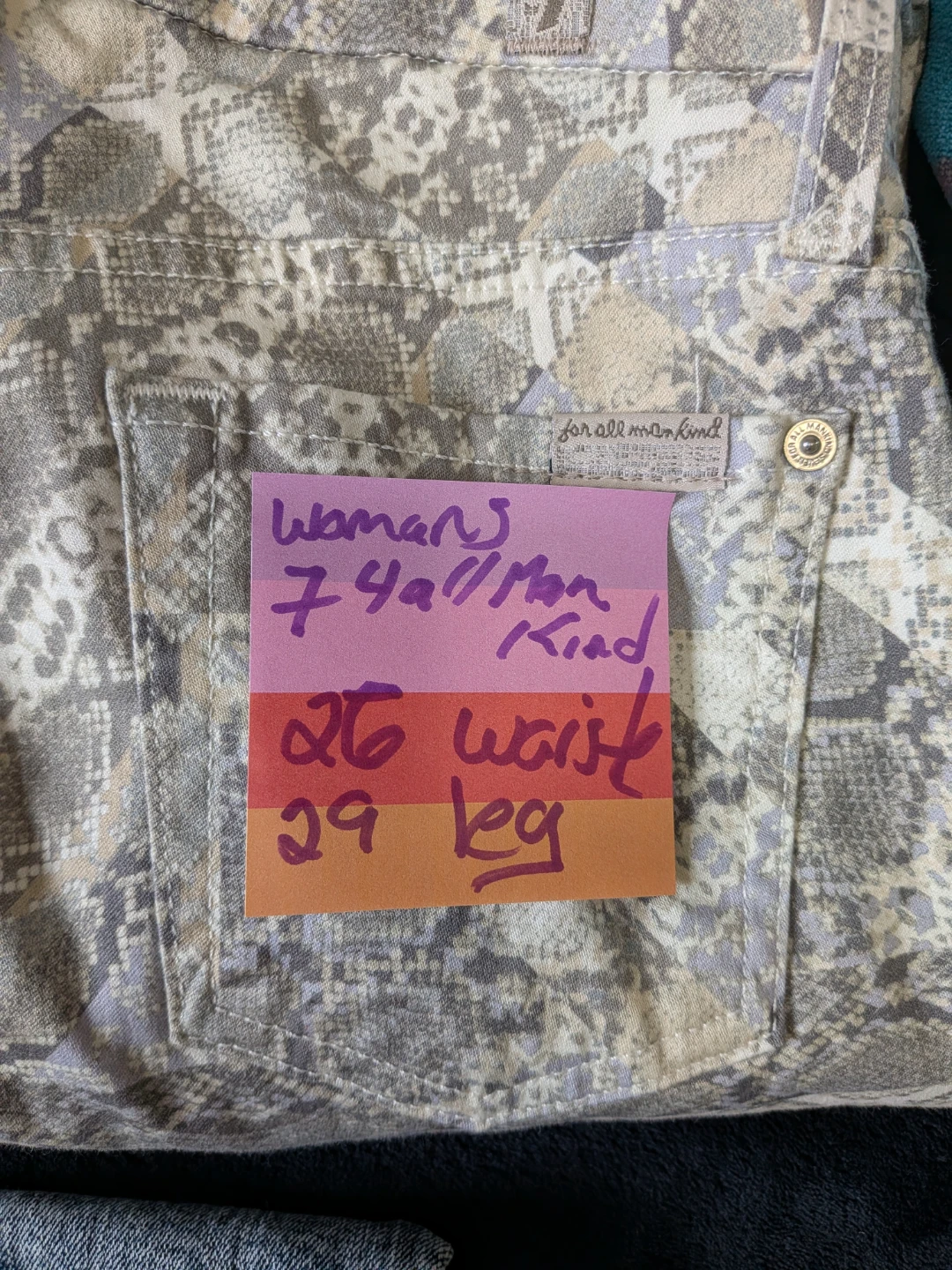 7 For All Mankind Women's Skinny Jeans Size 26 Snake Print