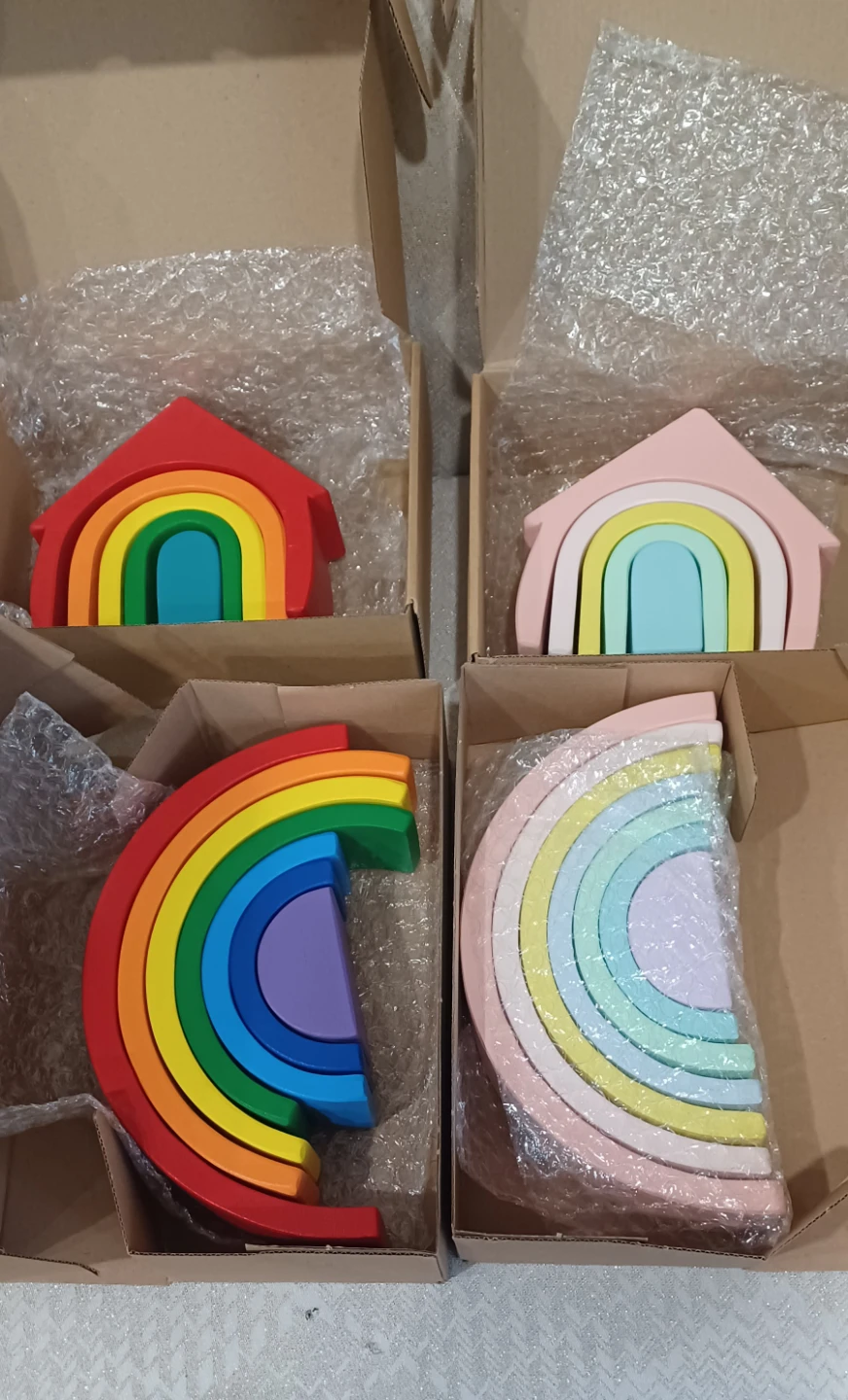 Wooden Rainbow Stacking Toy - Pastel & Primary Colors
