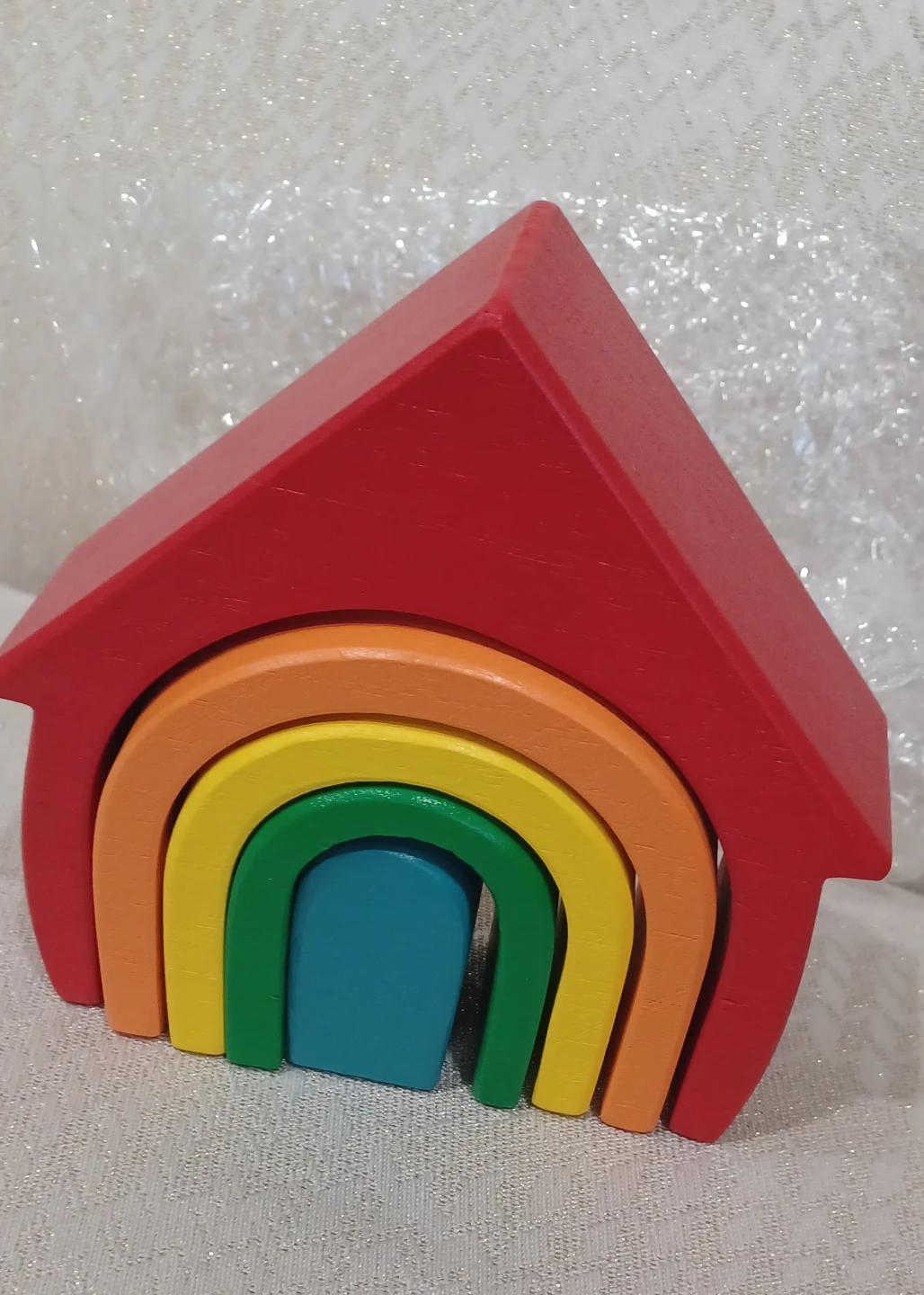Wooden Rainbow Stacking Toy - Pastel & Primary Colors - photo 3