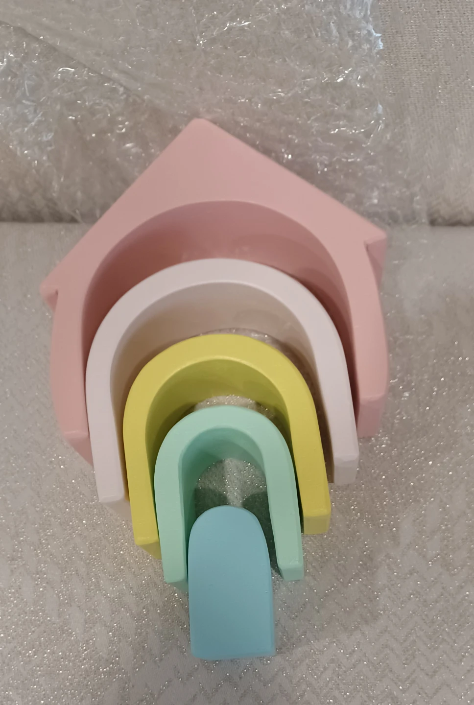 Wooden Rainbow Stacking Toy - Pastel & Primary Colors - photo 4
