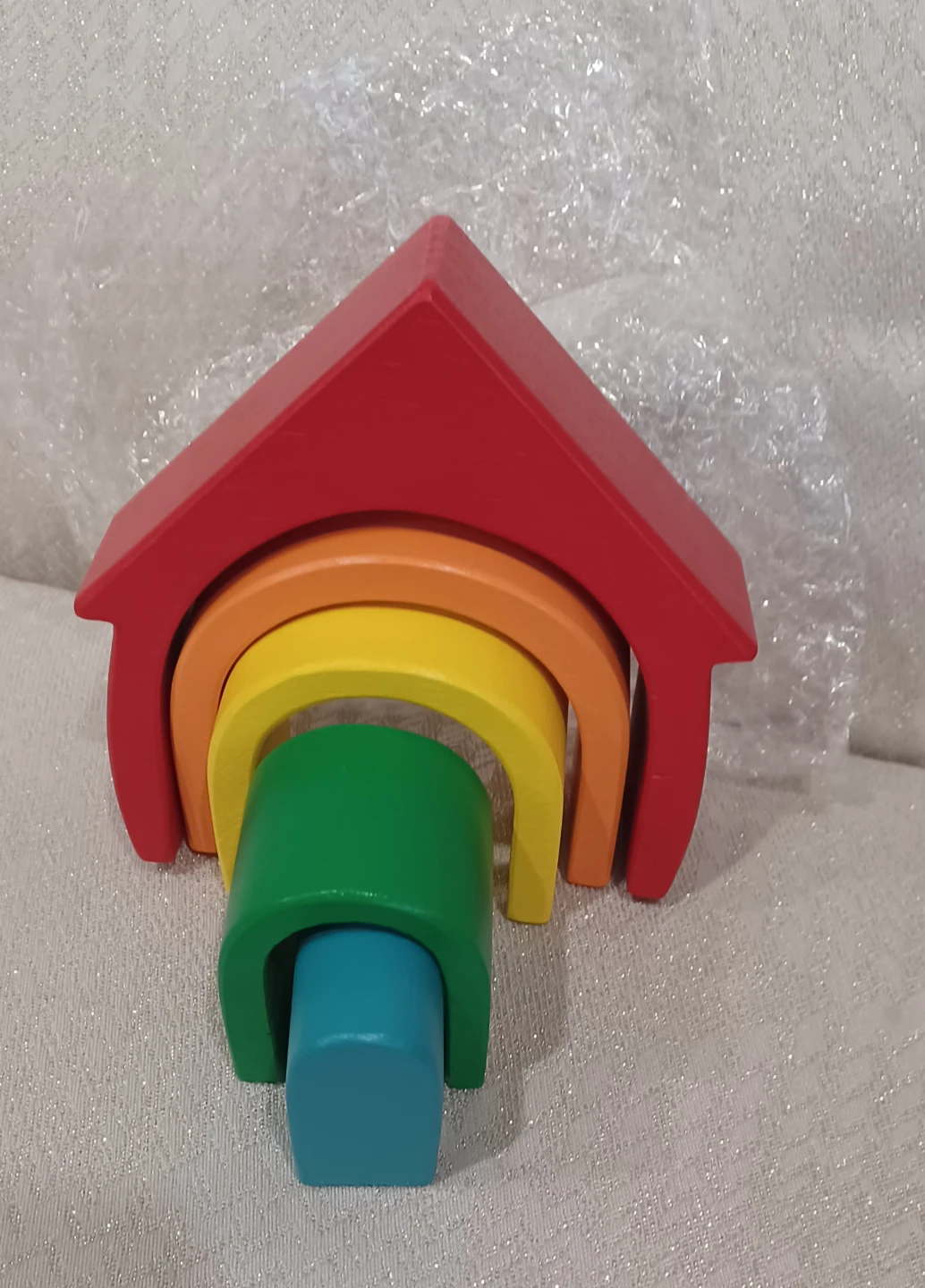 Wooden Rainbow Stacking Toy - Pastel & Primary Colors - photo 5