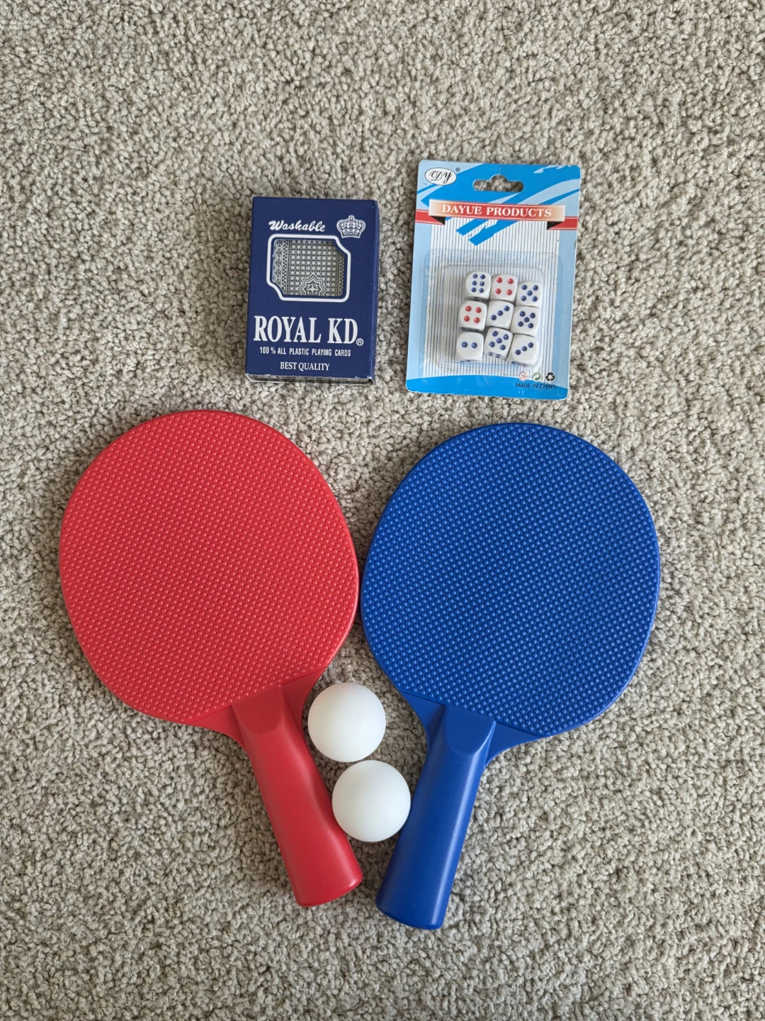 KIDS KIDS! Table Tennis Paddles Set with Playing Cards and Dice