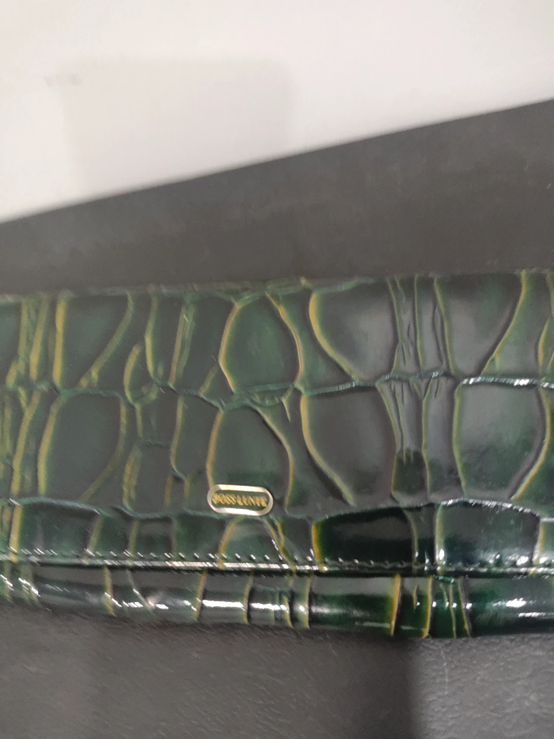 BOSS LUNTE Green Crocodile Print Wallet