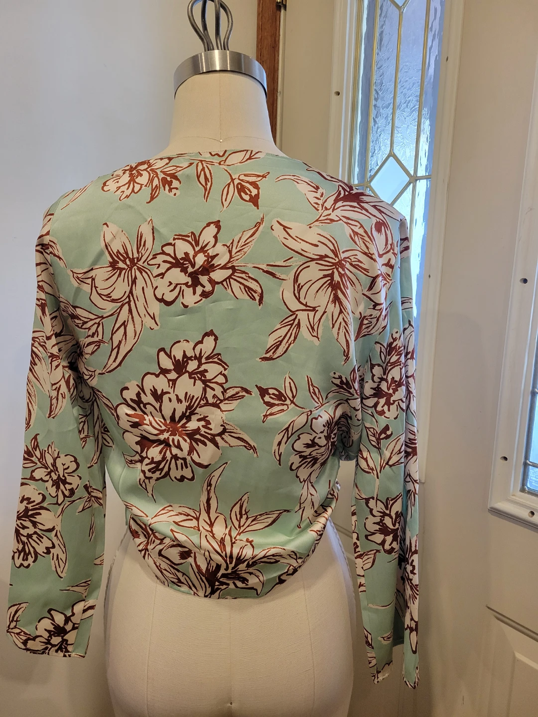 Mint floral wrap blouse - photo 3