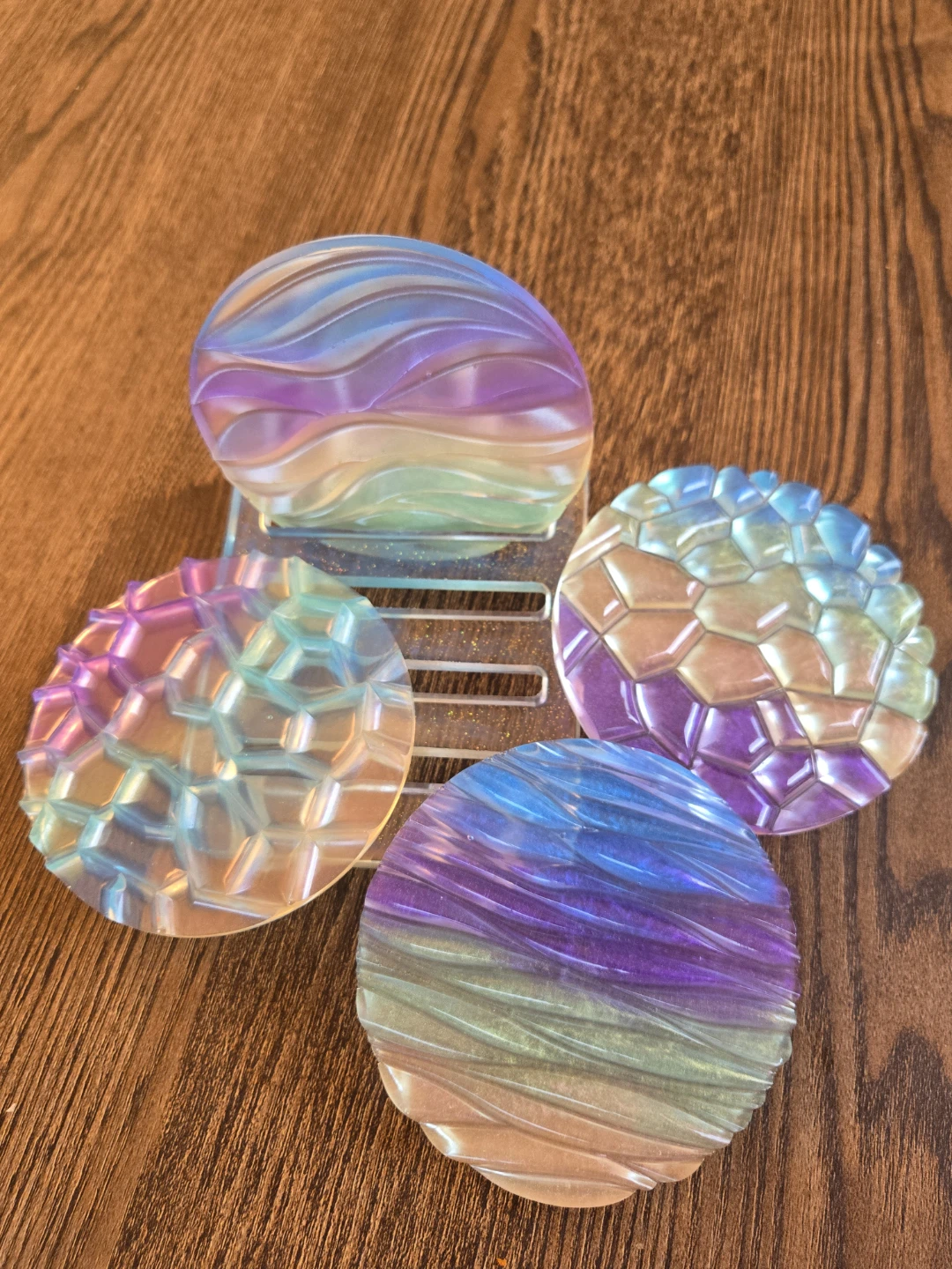 Iridescent Coaster Set with Holder