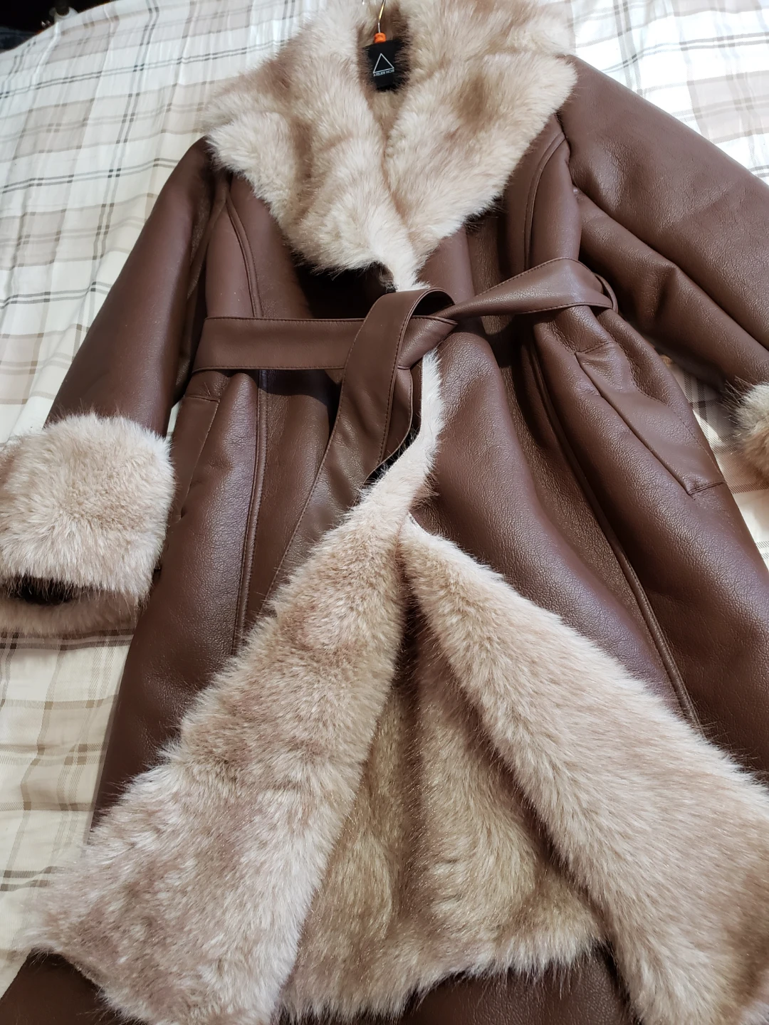 Brown Leather Coat with Fur Trim - photo 2