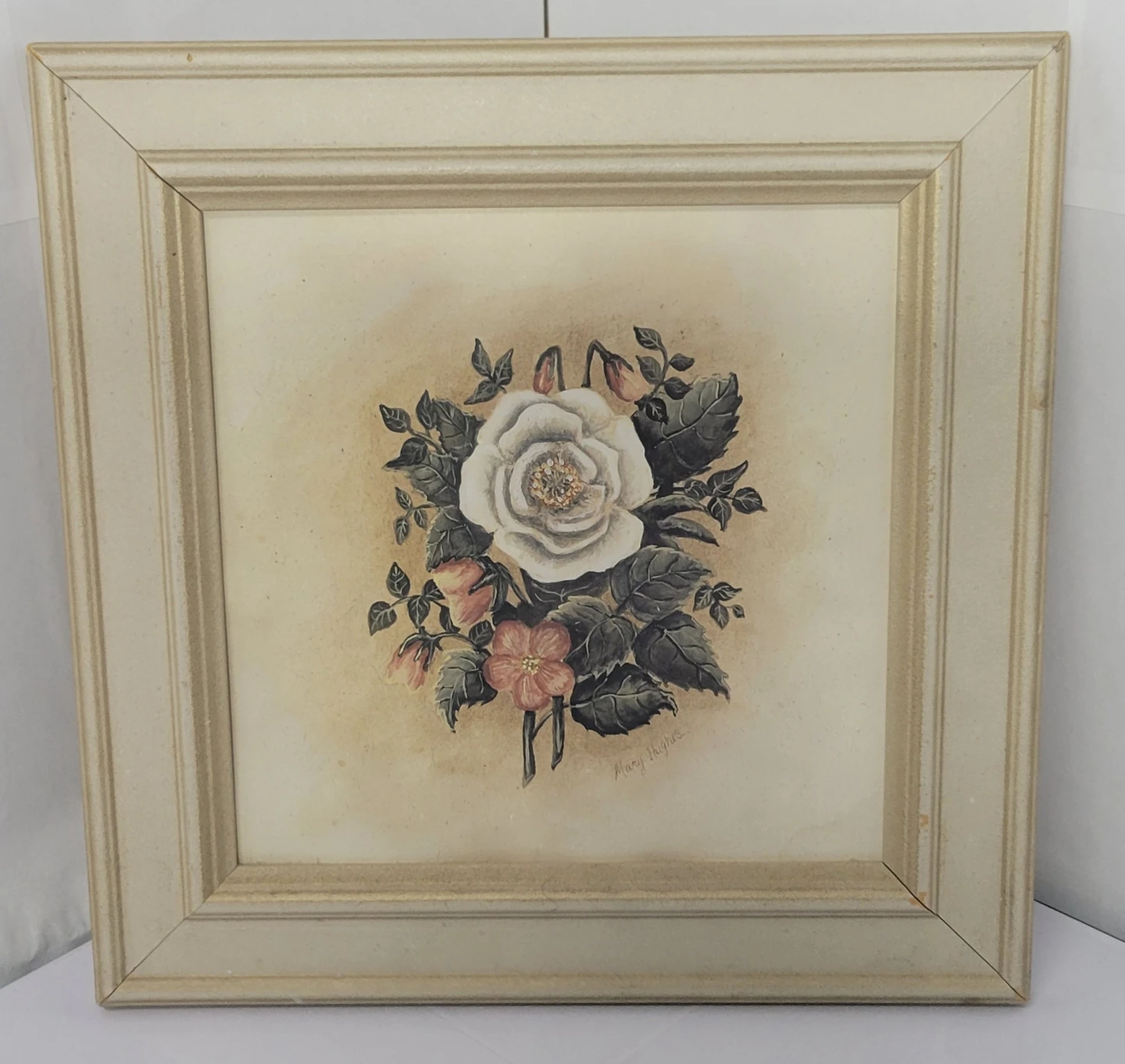 Framed Floral Art Print "Mary Hughes" Rose Painting
