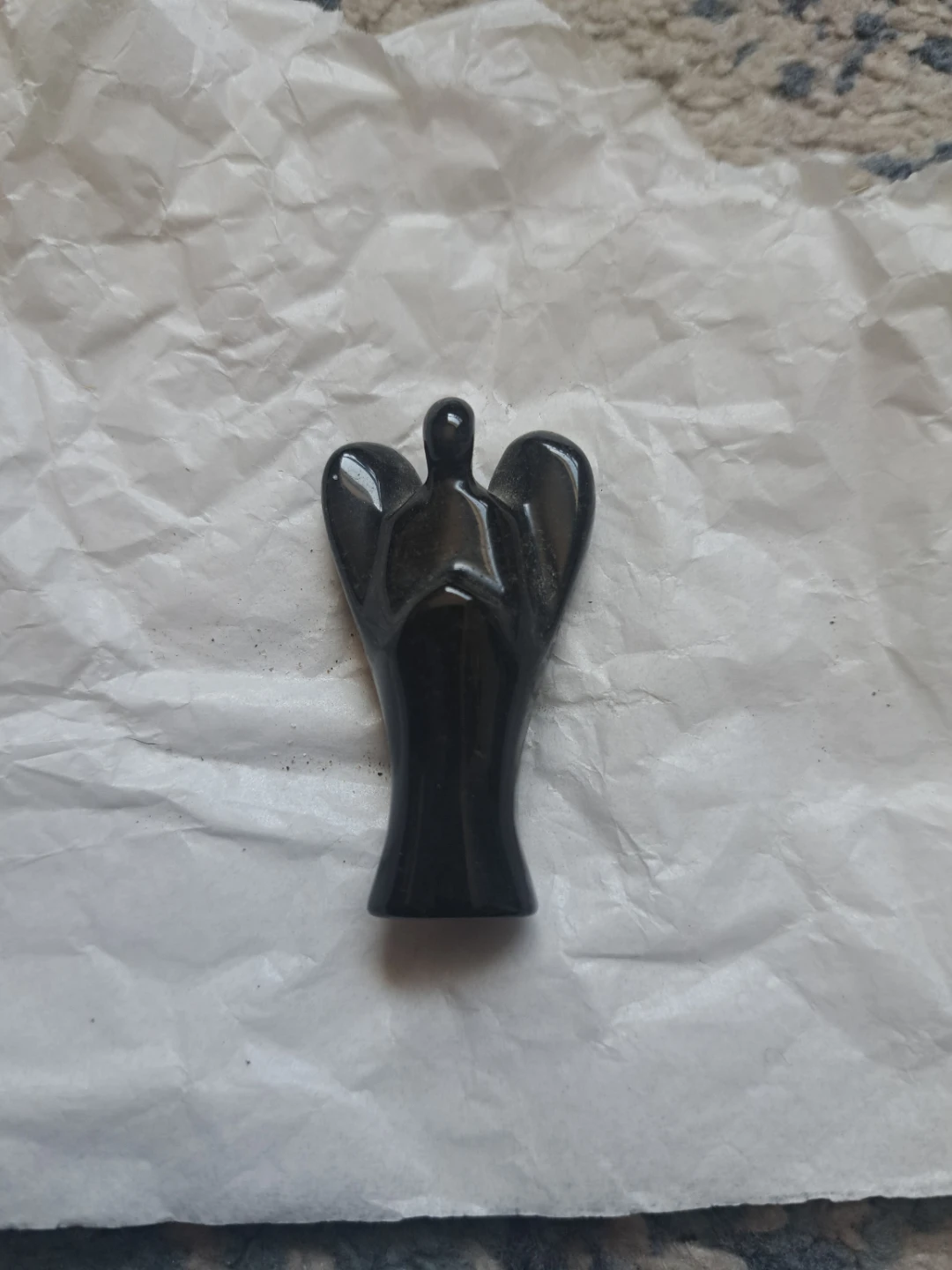 Black obsidian Angel Figurine