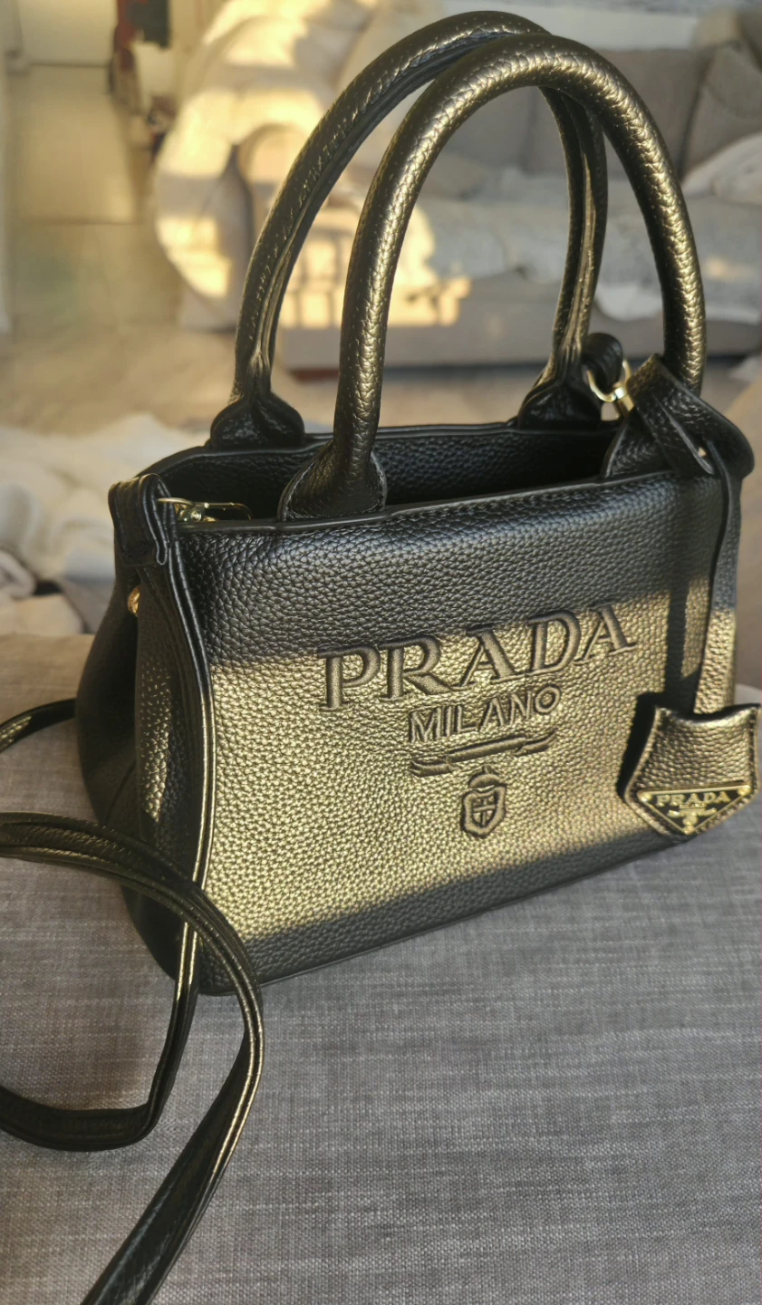 Prada Milano Black Leather Top Handle Bag