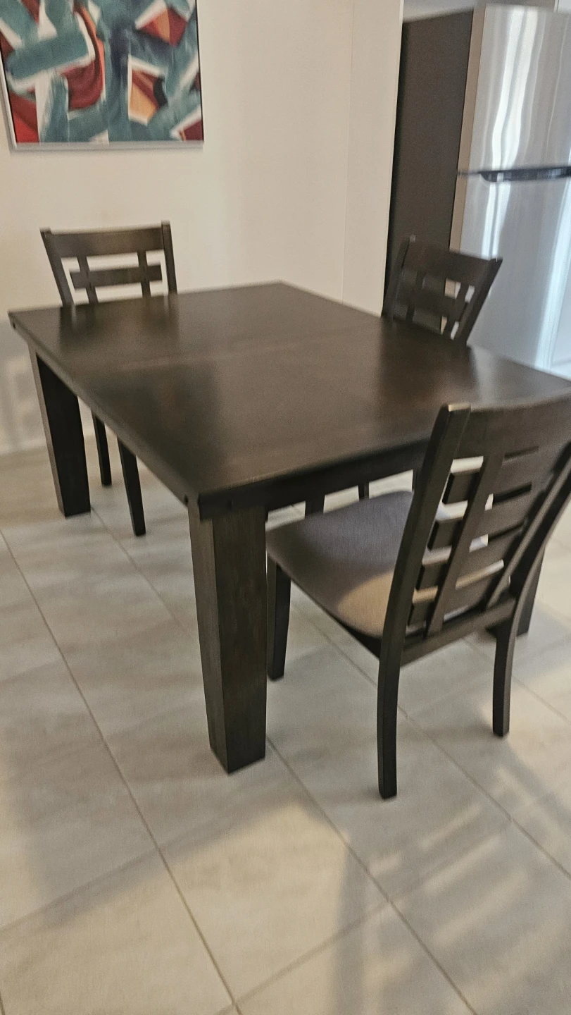 Dark Wood Dining Table with 4 Chairs