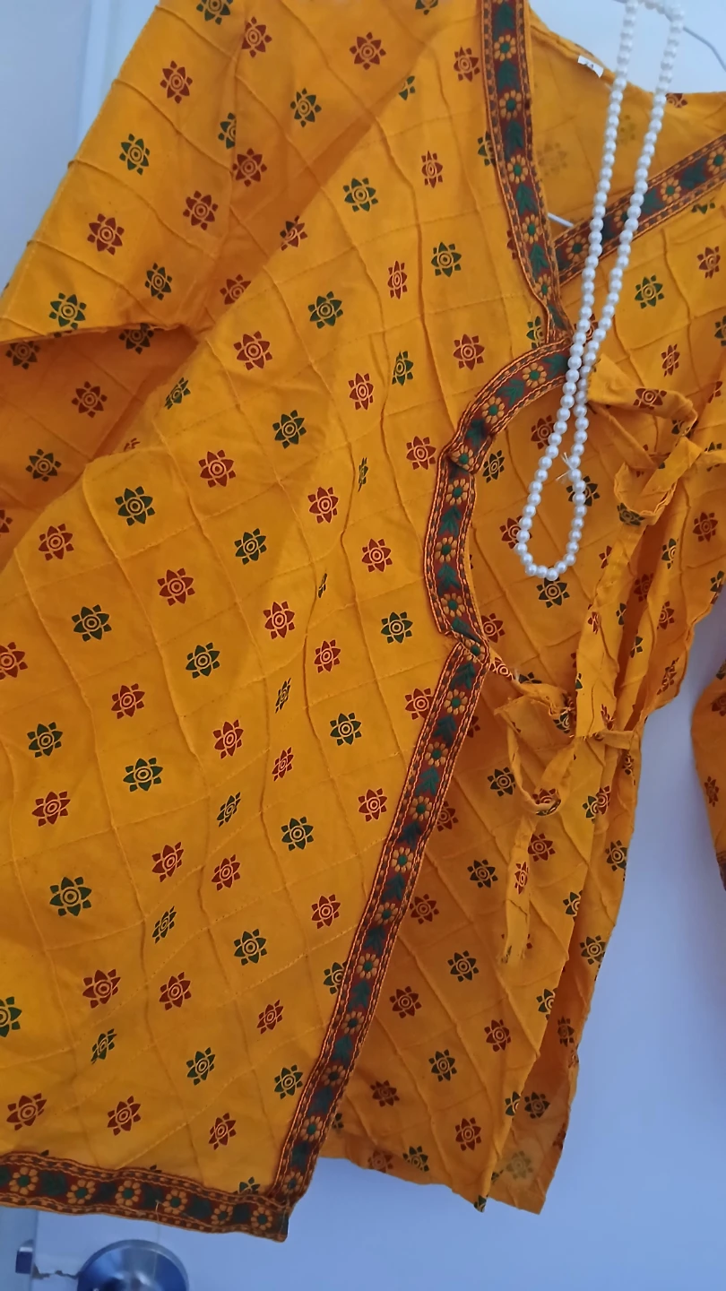 Orange Printed Kurta and Pants Set - photo 5