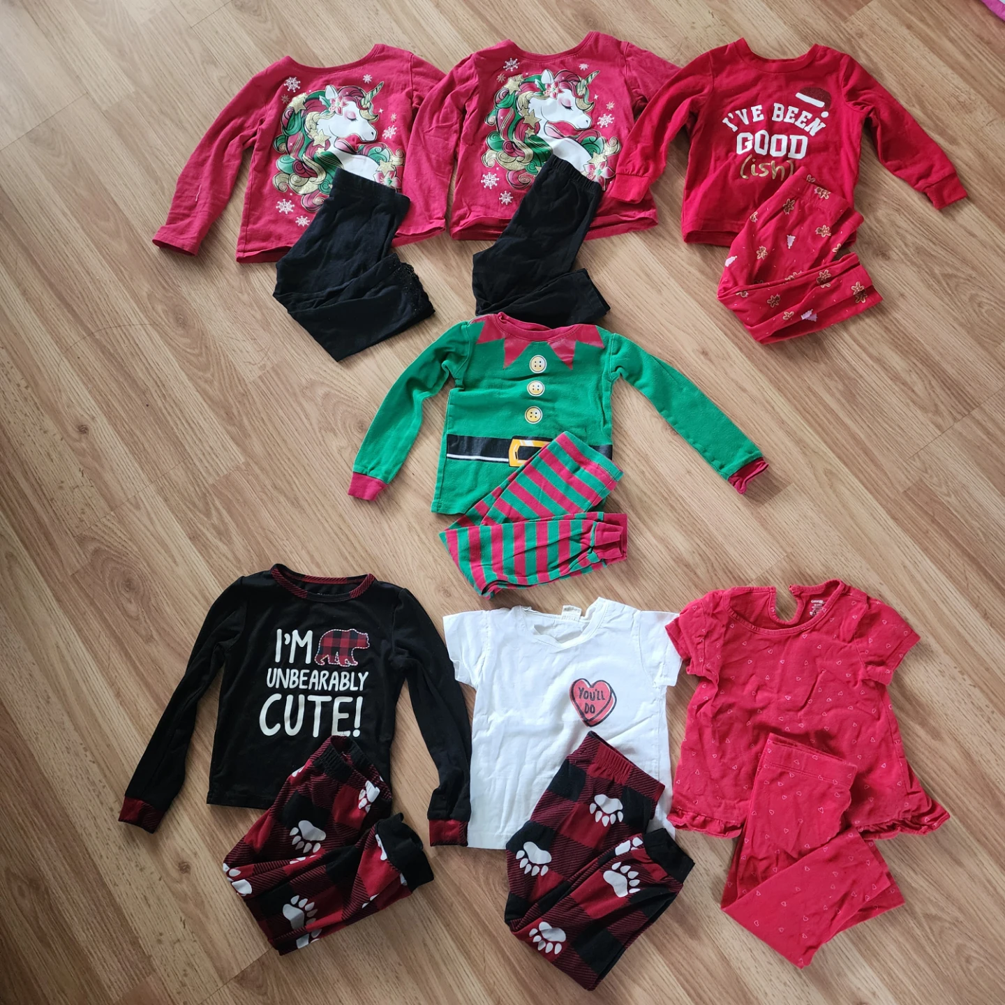Toddler 2T Girls' Holiday Pajama Set Bundle (18-24 Months)