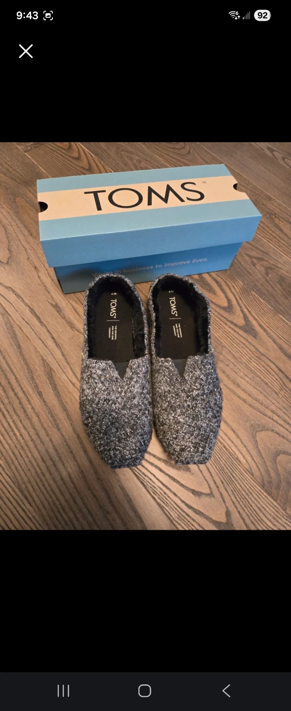 TOMS Grey Speckled Knit Loafer Shoes with Box