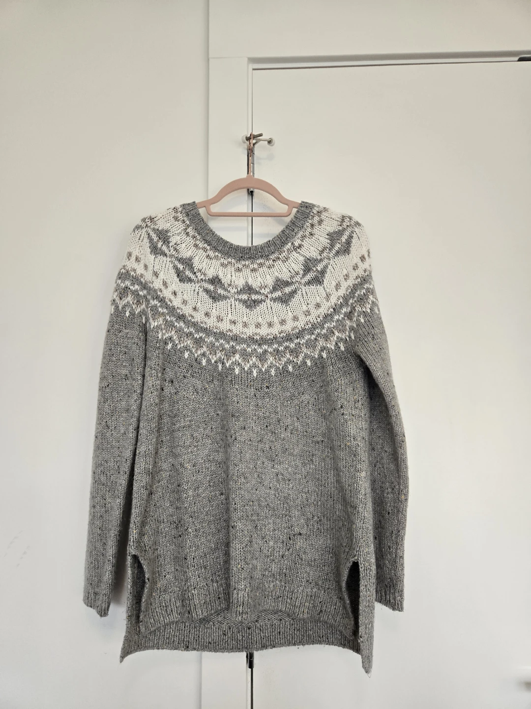 Grey Fair Isle Knit Sweater