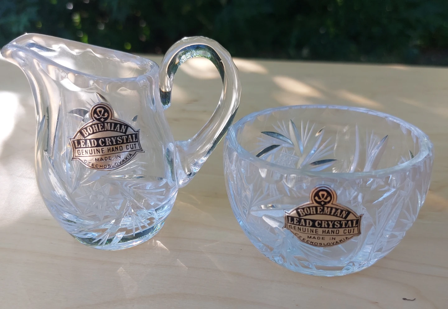Bohemian Lead Crystal Cream and Sugar Dish