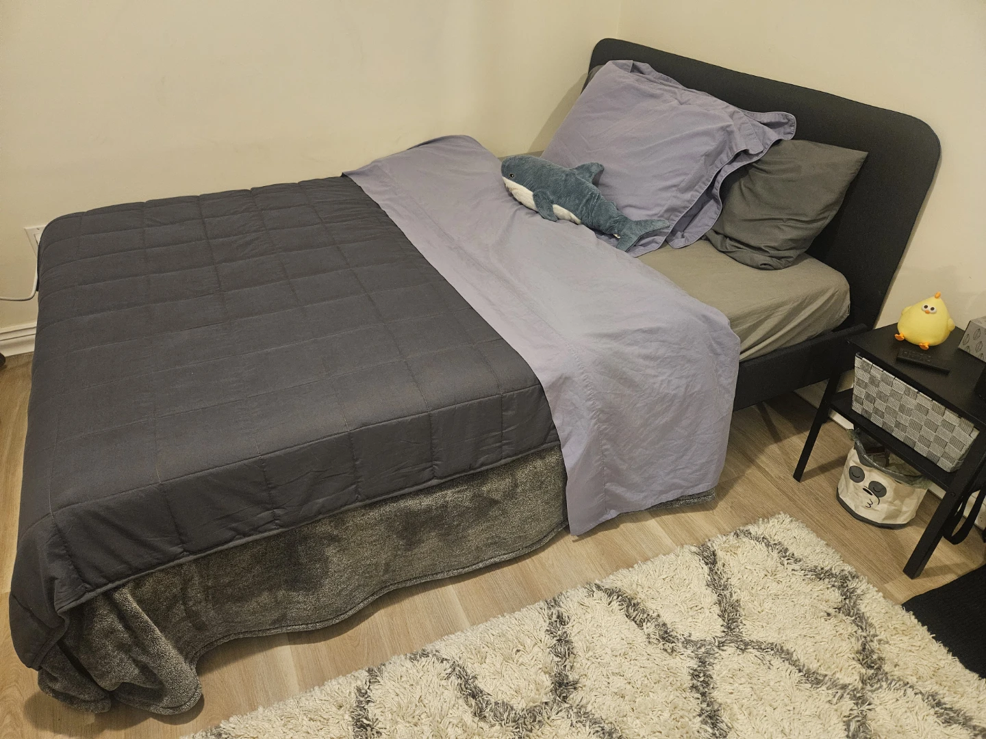 IKEA SLATTUM Upholstered Bed Frame - Full, Vissle Dark Gray