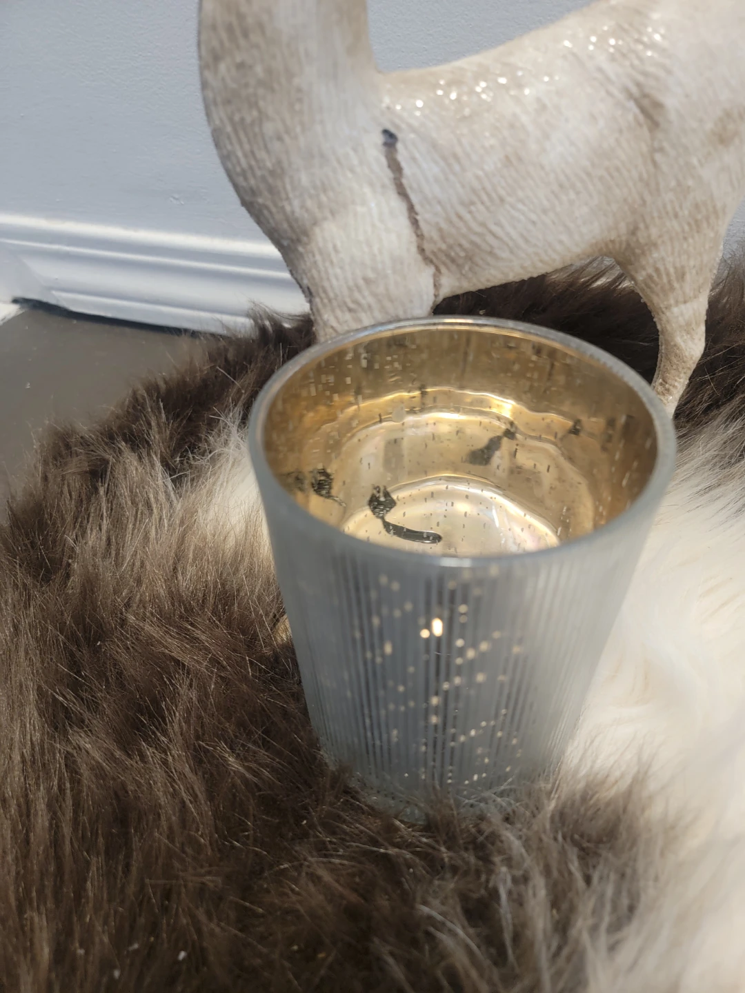 Silver Glass Candle Holder