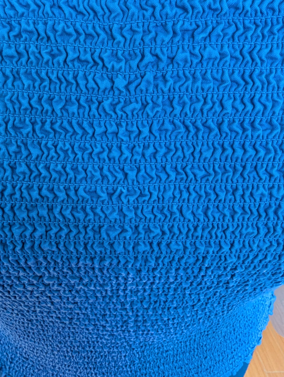 Blue Smocked Crop Top with Eyelet Trim - photo 5