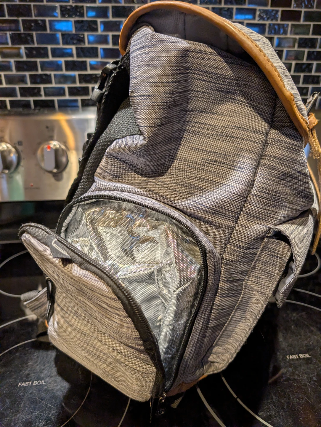 Fisher Price Grey Striped Diaper Bag Backpack - photo 2