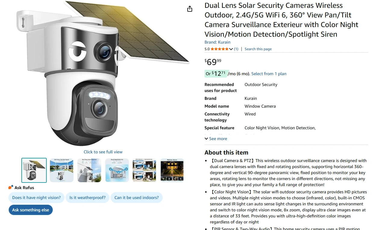 Dual Lens Solar Security Camera New in Box - photo 2