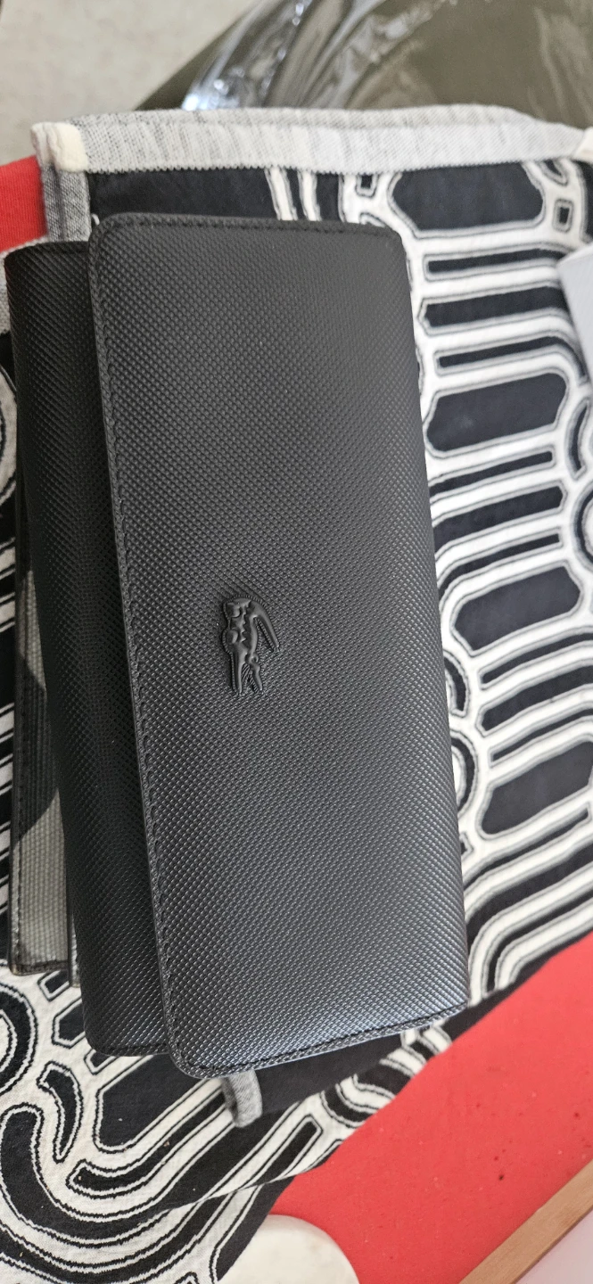 Lacoste Black Saffiano Leather Long Wallet