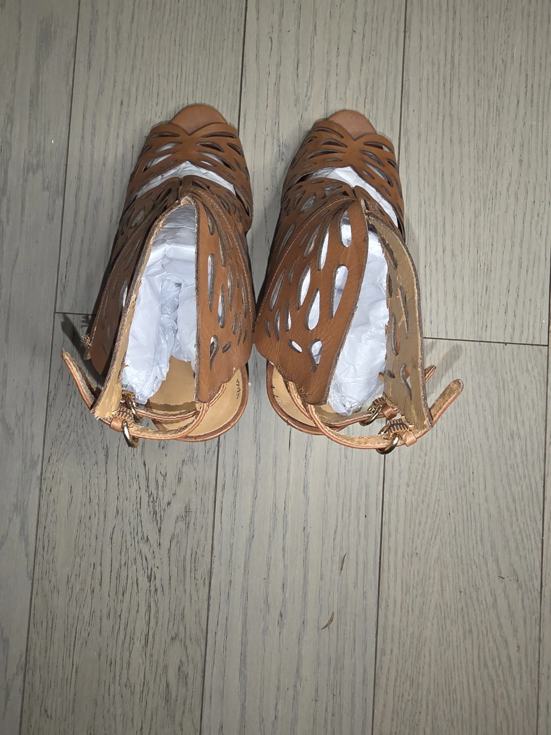 Nine West  Brown Leather Cut-out Heeled Sandals - photo 2