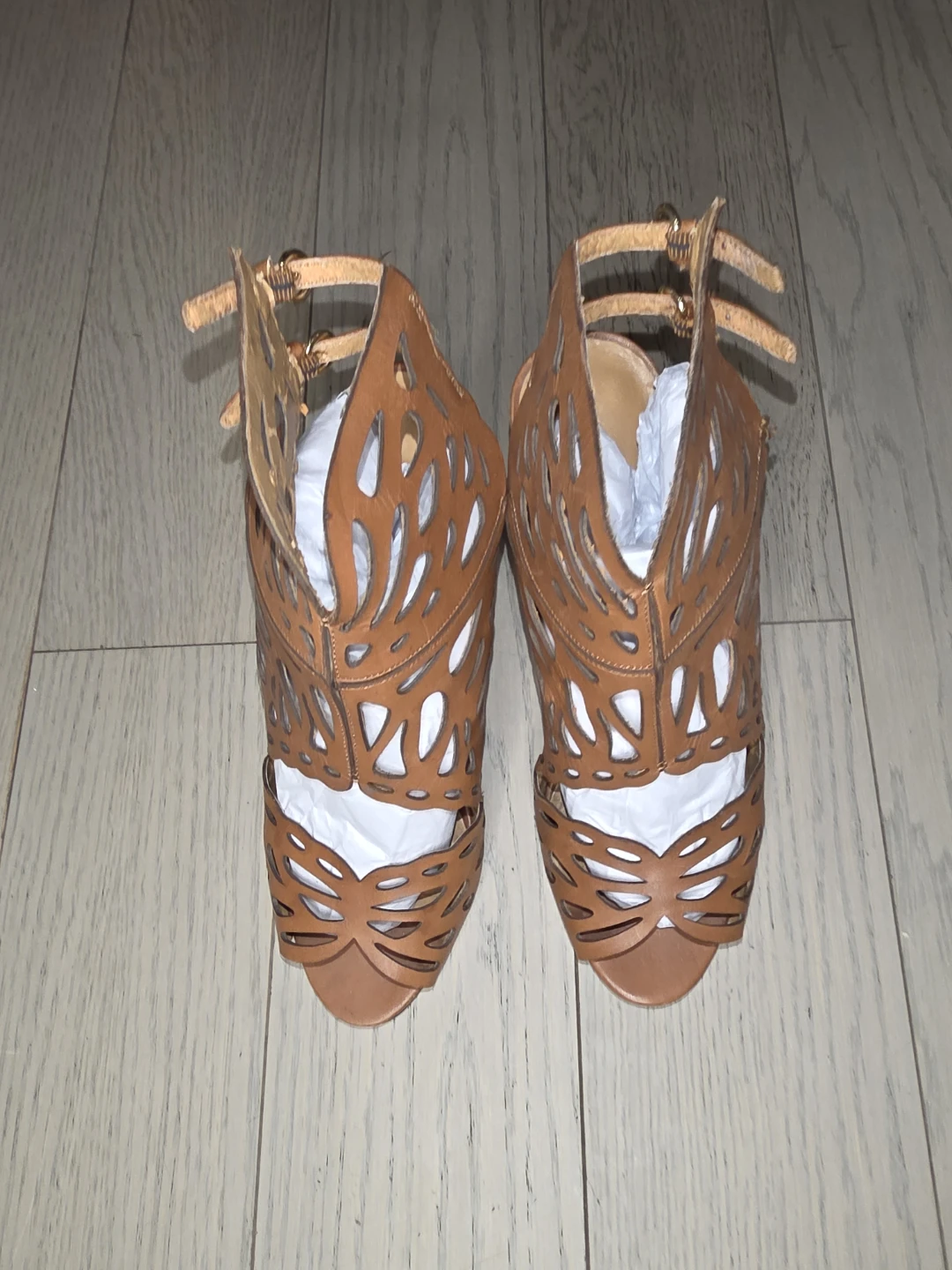 Nine West  Brown Leather Cut-out Heeled Sandals - photo 3