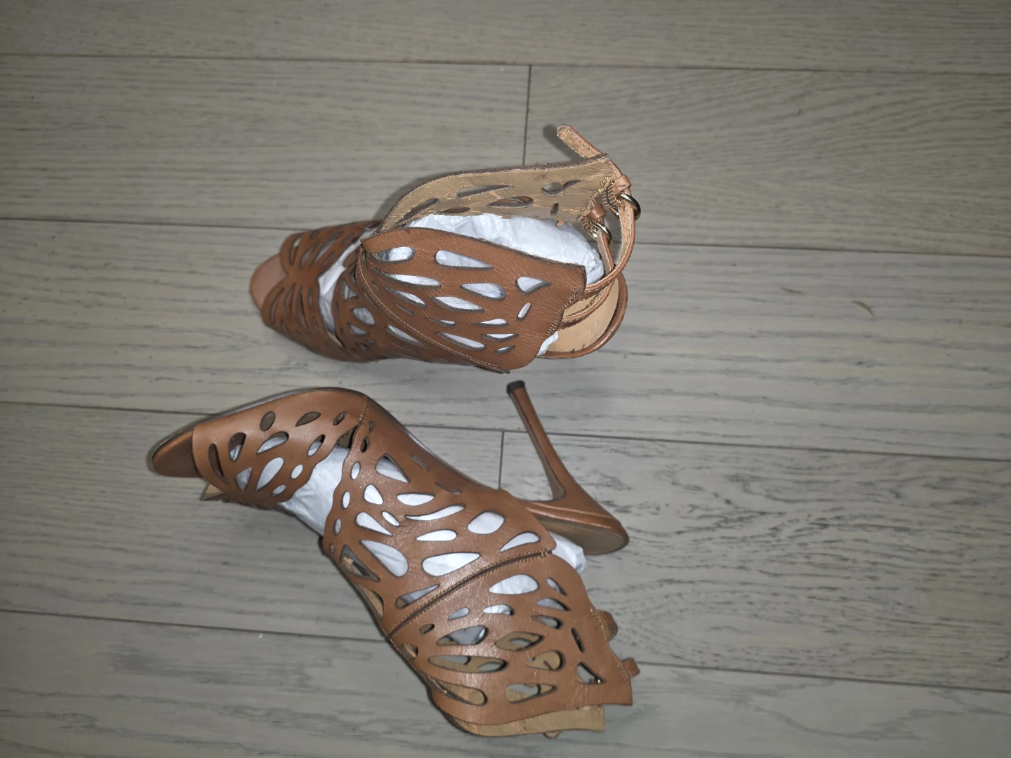 Nine West  Brown Leather Cut-out Heeled Sandals - photo 5