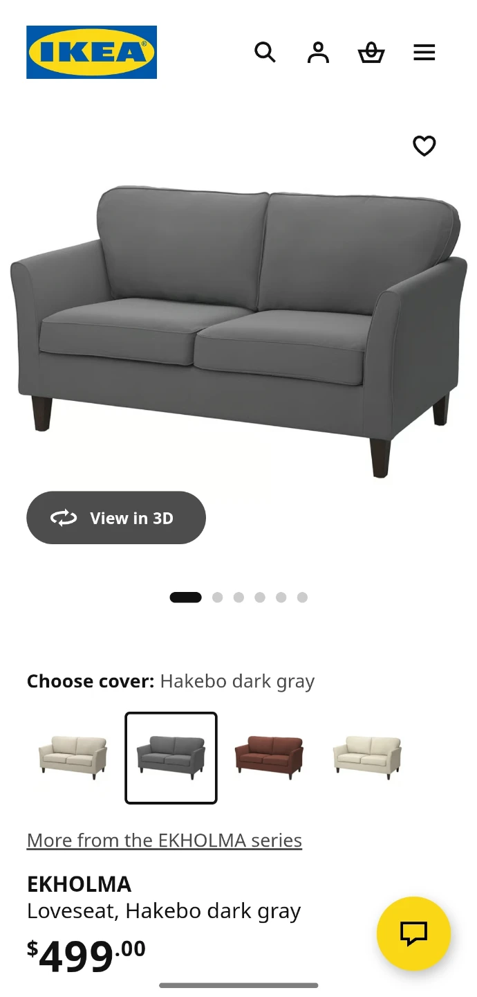 IKEA loveseat sofa,  dark grey, barely used - 2 pieces