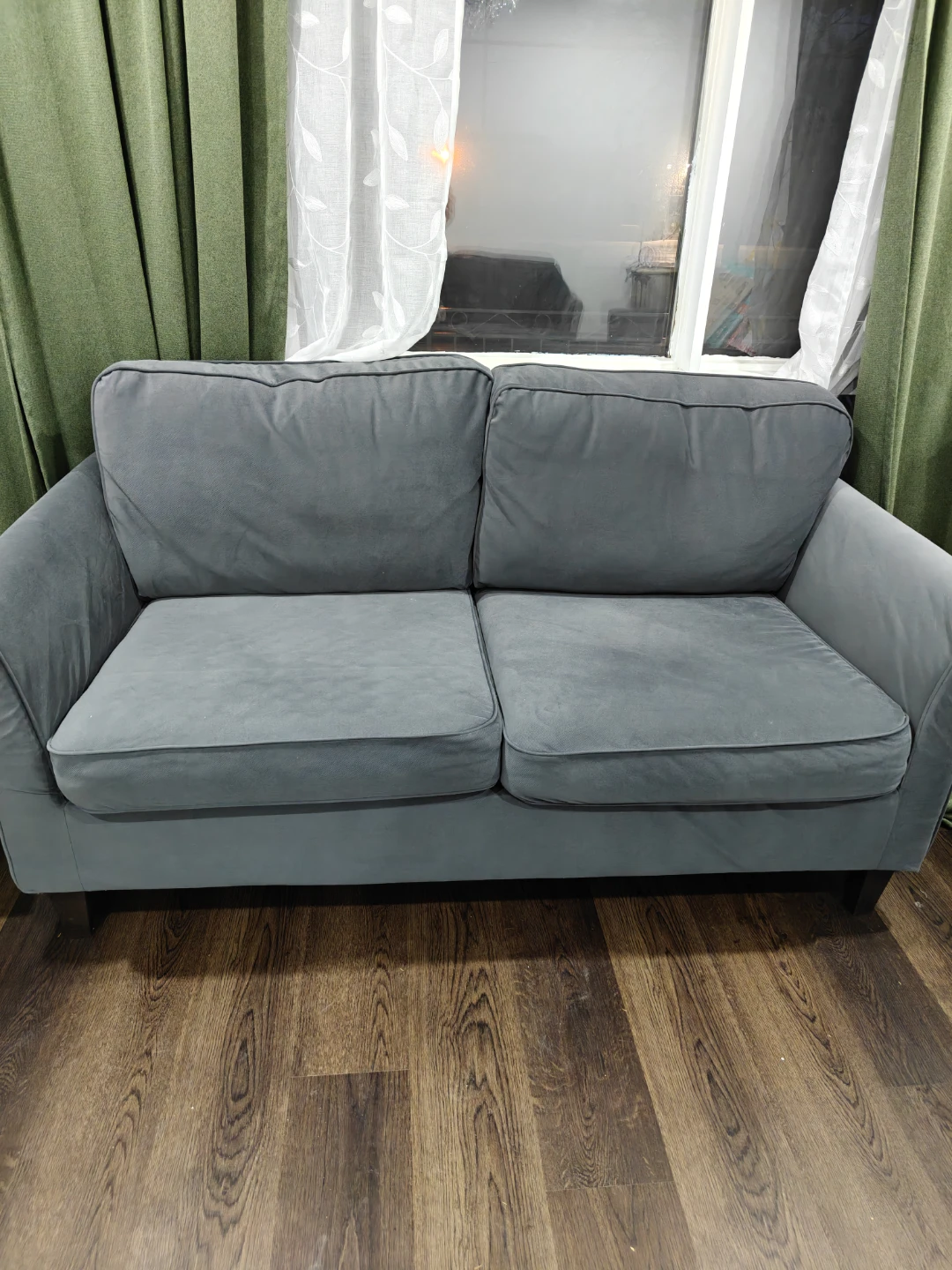 IKEA loveseat sofa,  dark grey, barely used - 2 pieces - photo 3