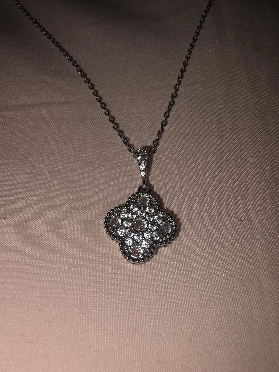 Clover Pendant Necklace with CZ Crystals - photo 2