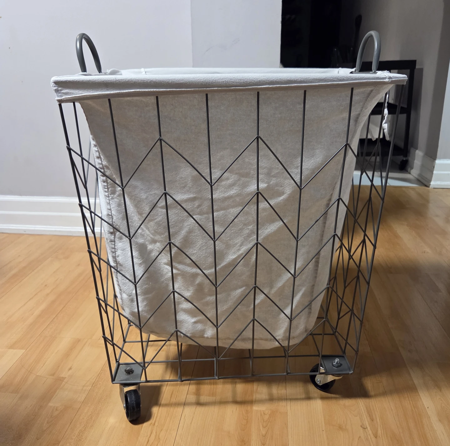 Wire Frame Laundry Basket with Canvas Liner