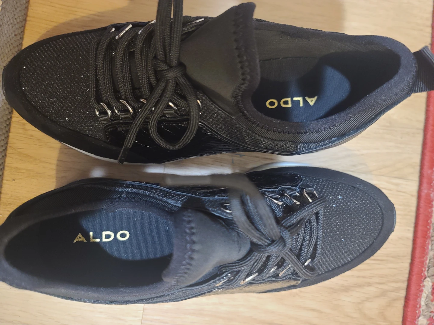 Black Aldo Sneakers with Glitter and Snake Print - photo 2