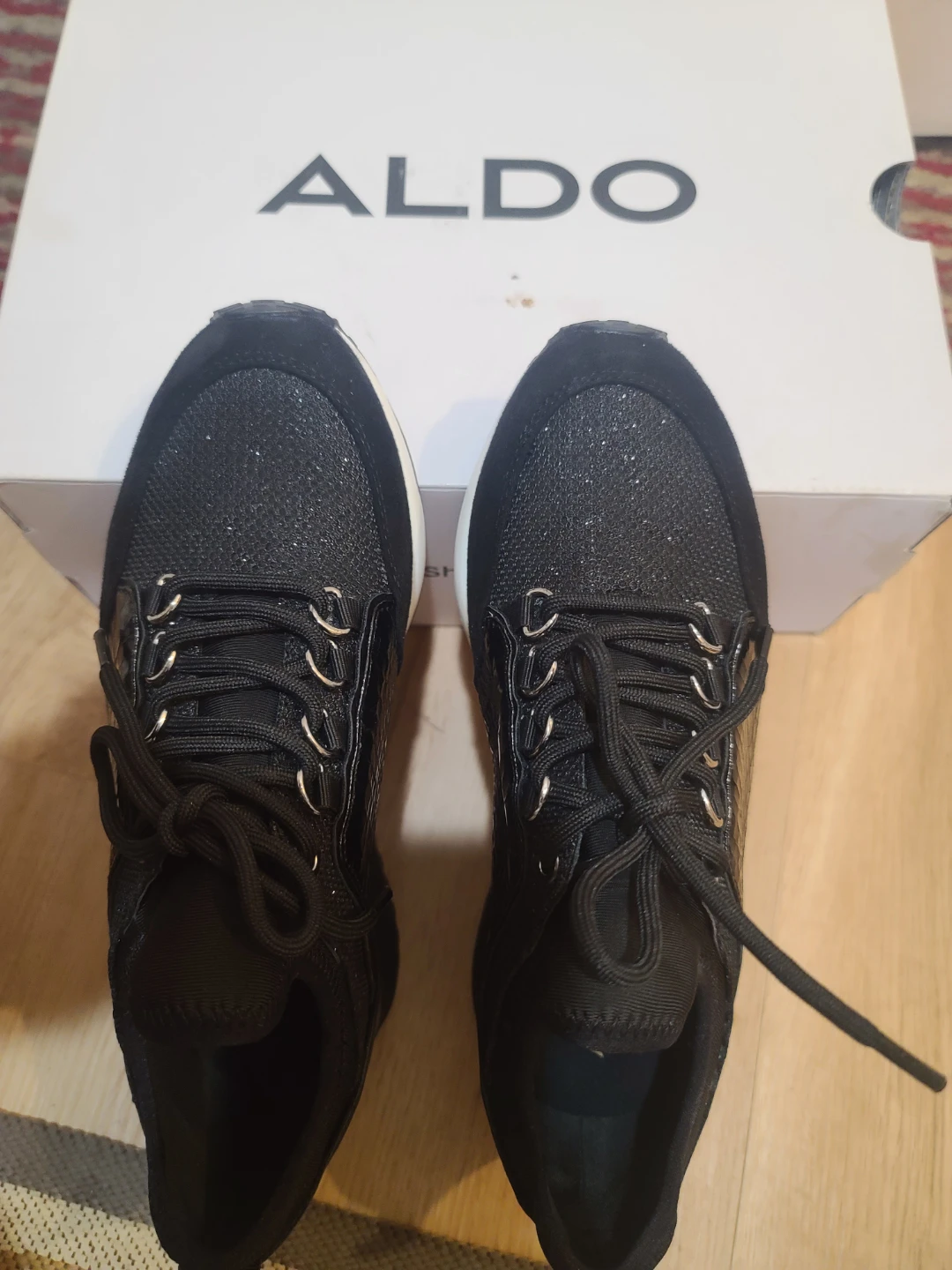 Black Aldo Sneakers with Glitter and Snake Print - photo 5