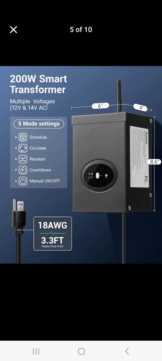200W Smart Landscape Lighting Transformer Wi-Fi App Control - photo 5