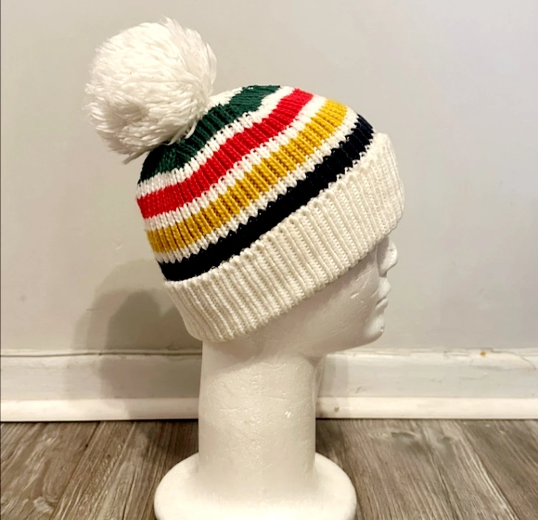 Hudsons Bay Company Stripes Pom Pom Beanie Kids Ages 1-5 Years
