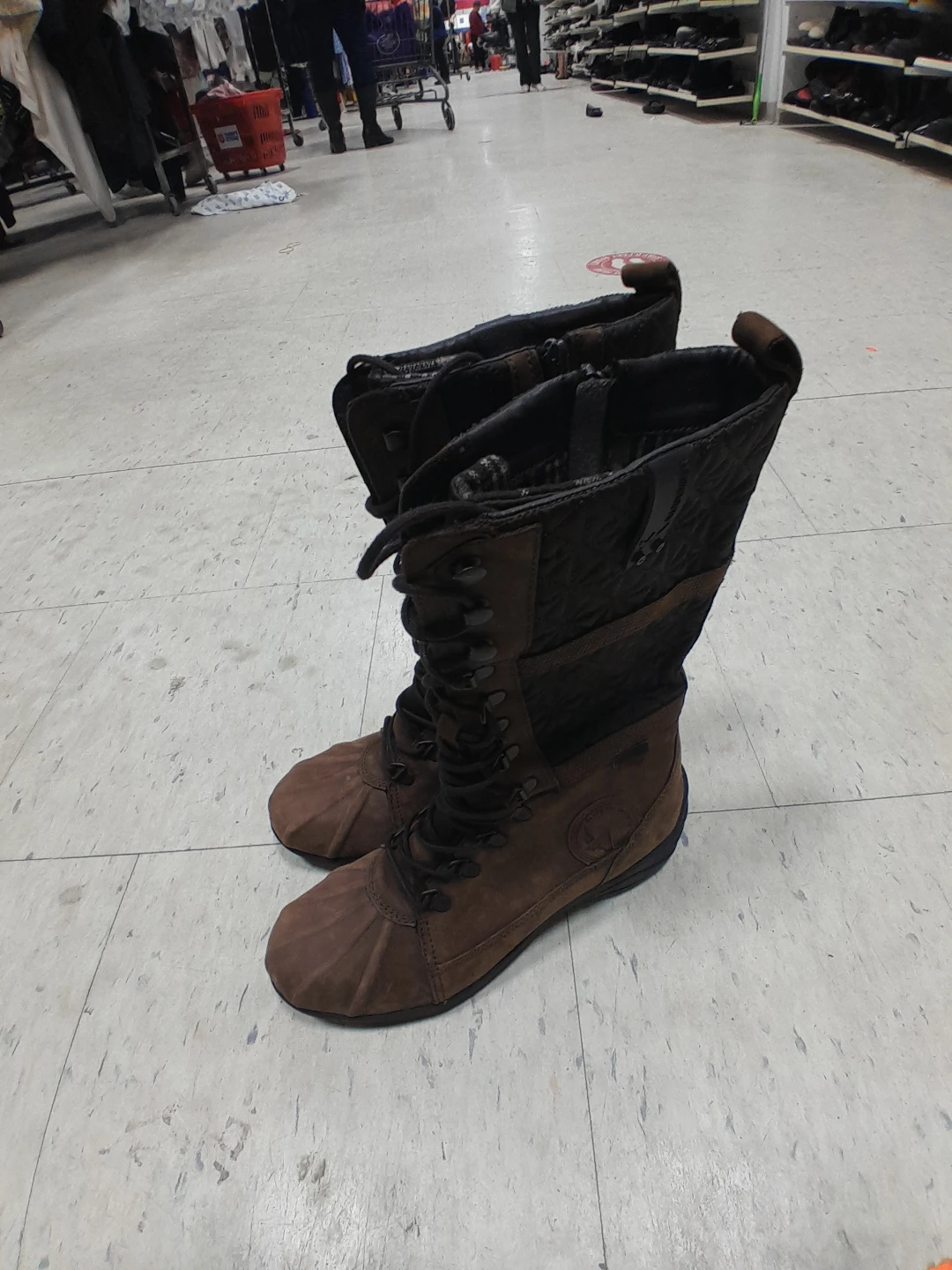 Brown Suede and Quilted Winter Boots All Rounder 8.5 - photo 3